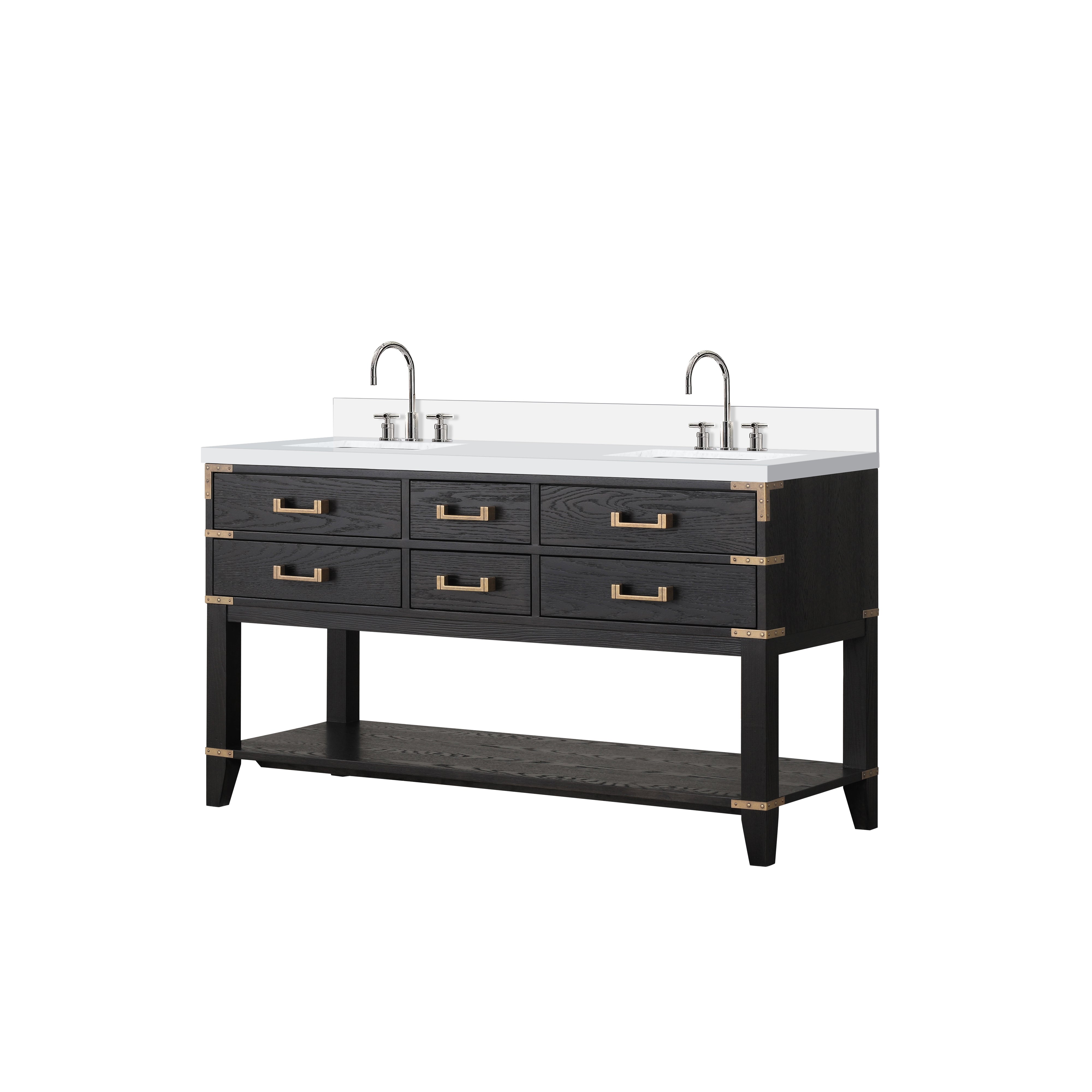 Norwalk 60 in W x 22 in D Black Oak Double Bath Vanity