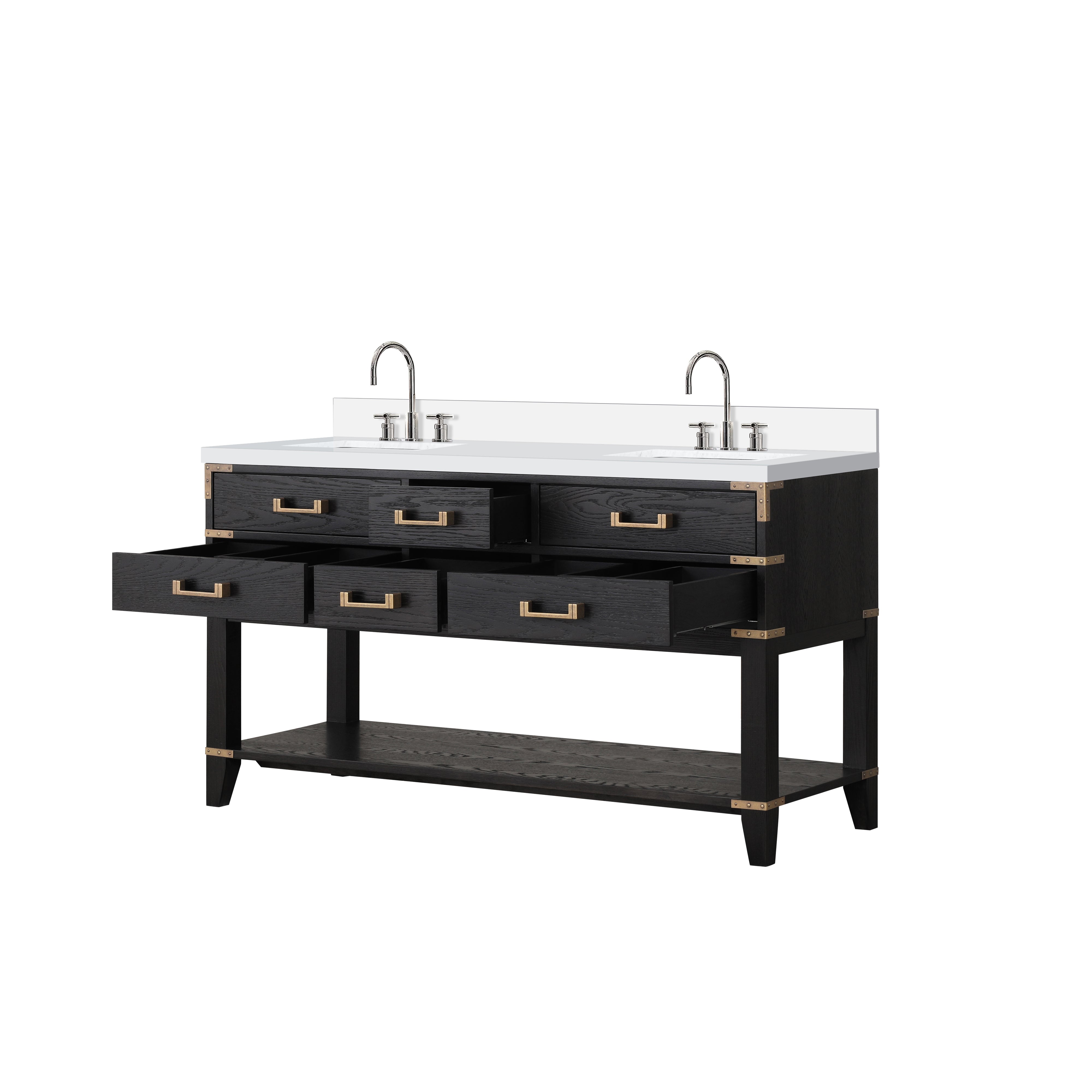 Norwalk 60 in W x 22 in D Black Oak Double Bath Vanity