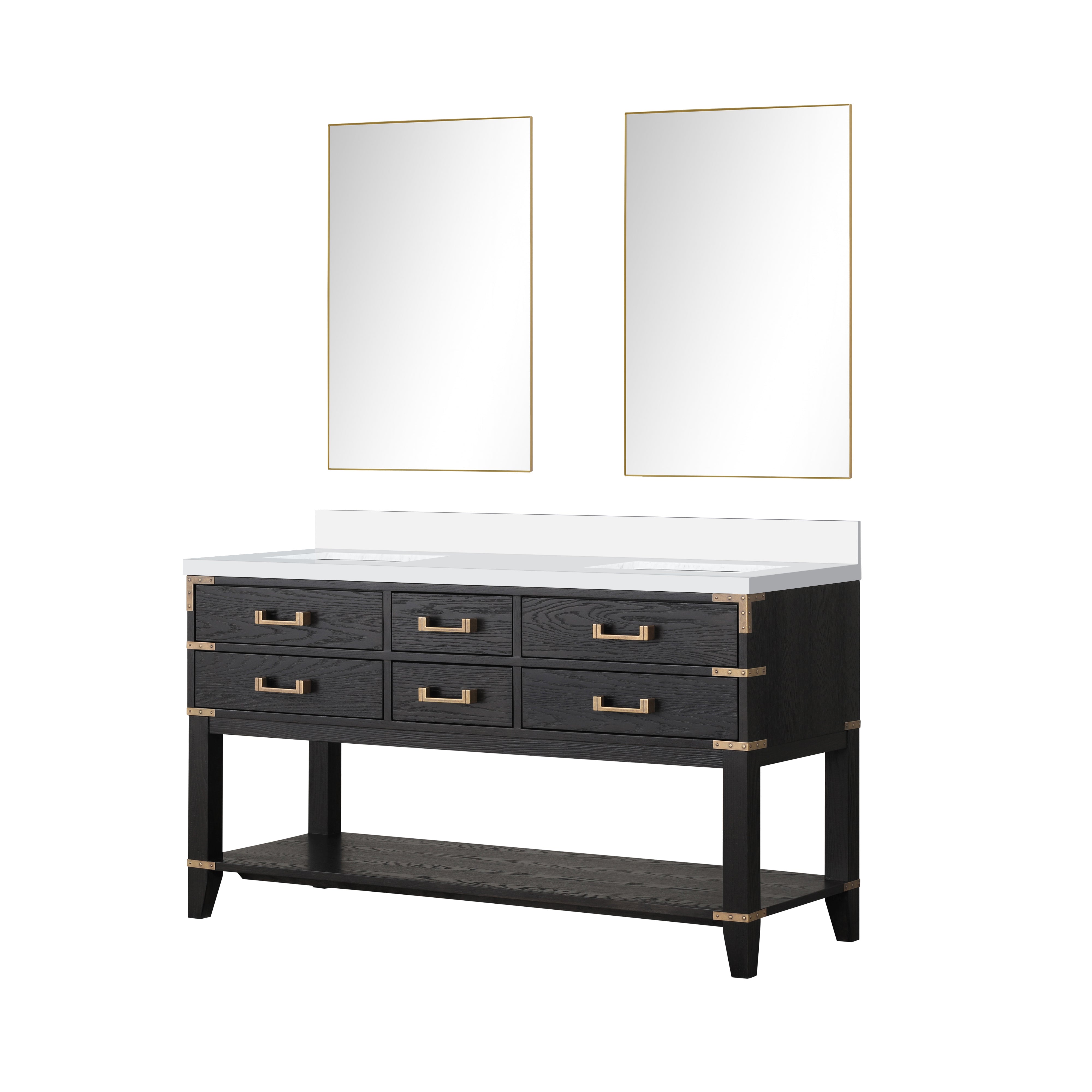Norwalk 60 in W x 22 in D Black Oak Double Bath Vanity