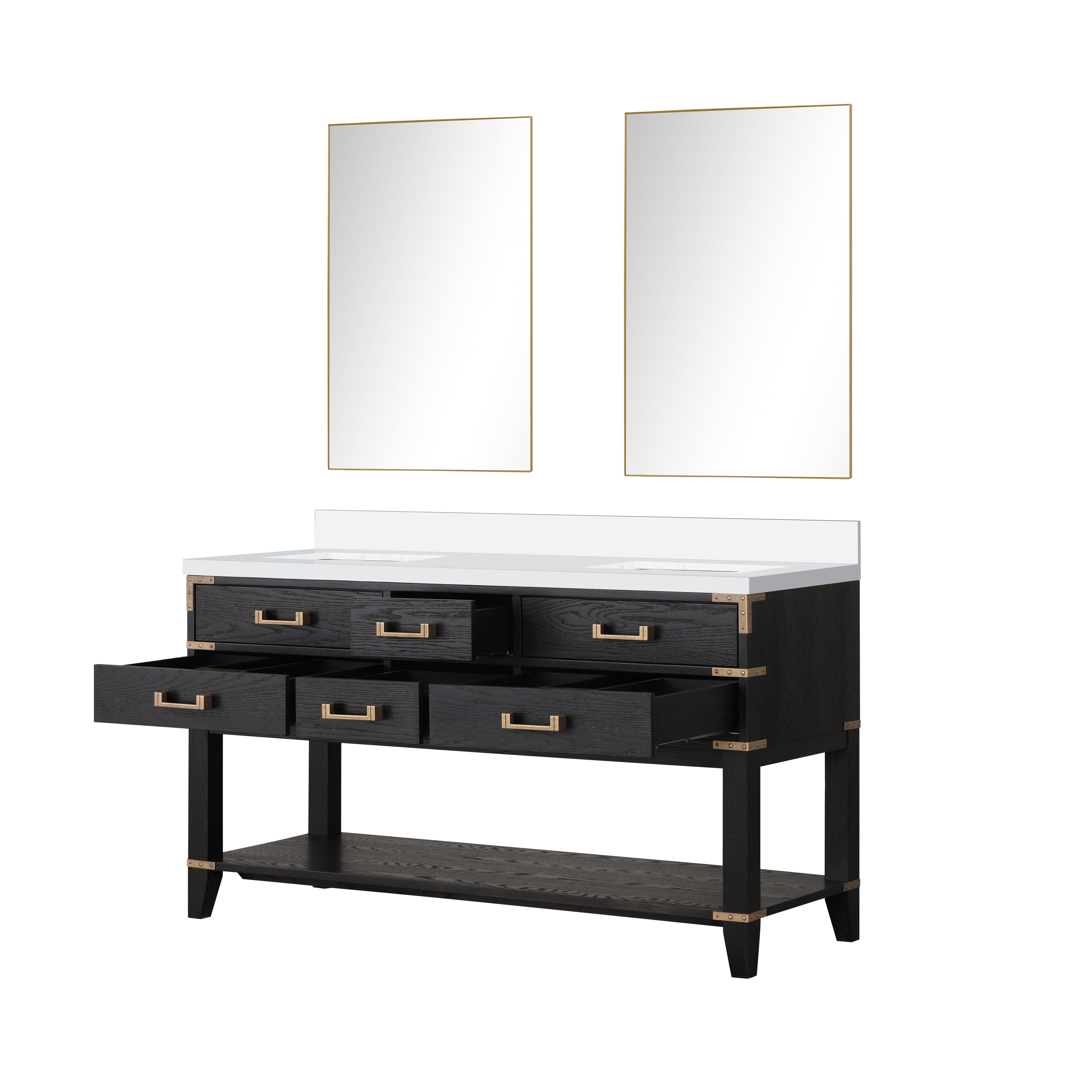 Norwalk 60 in W x 22 in D Black Oak Double Bath Vanity