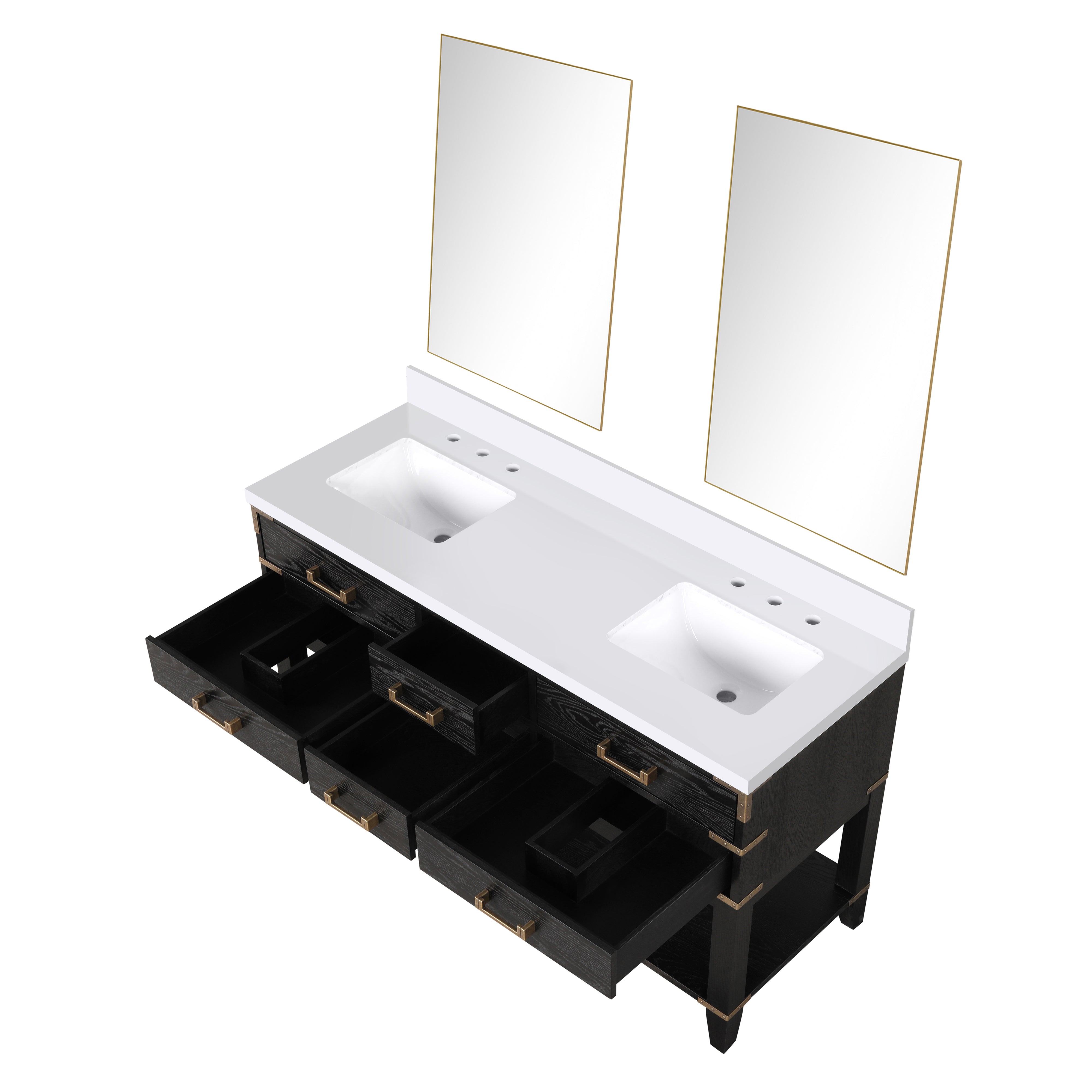 Norwalk 60 in W x 22 in D Black Oak Double Bath Vanity