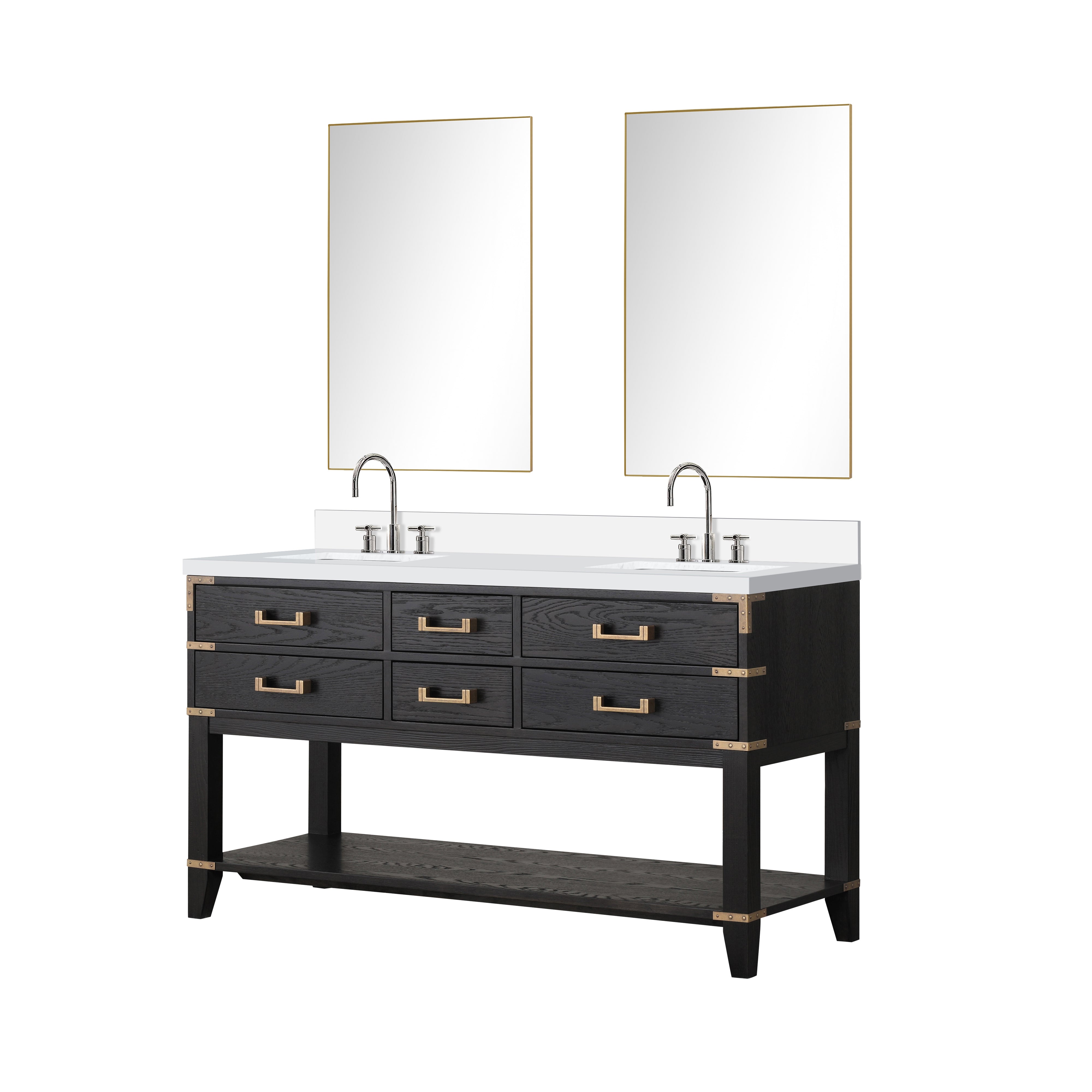 Norwalk 60 in W x 22 in D Black Oak Double Bath Vanity