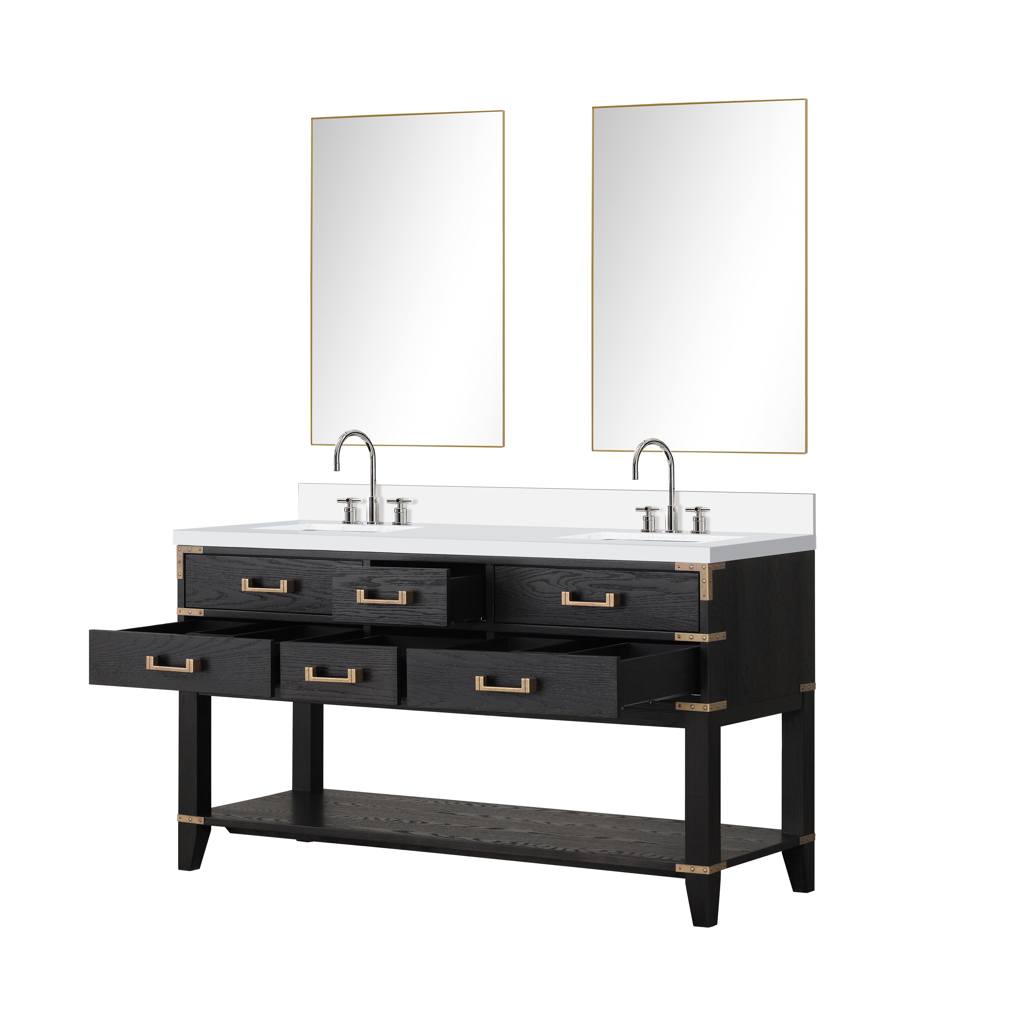 Norwalk 60 in W x 22 in D Black Oak Double Bath Vanity