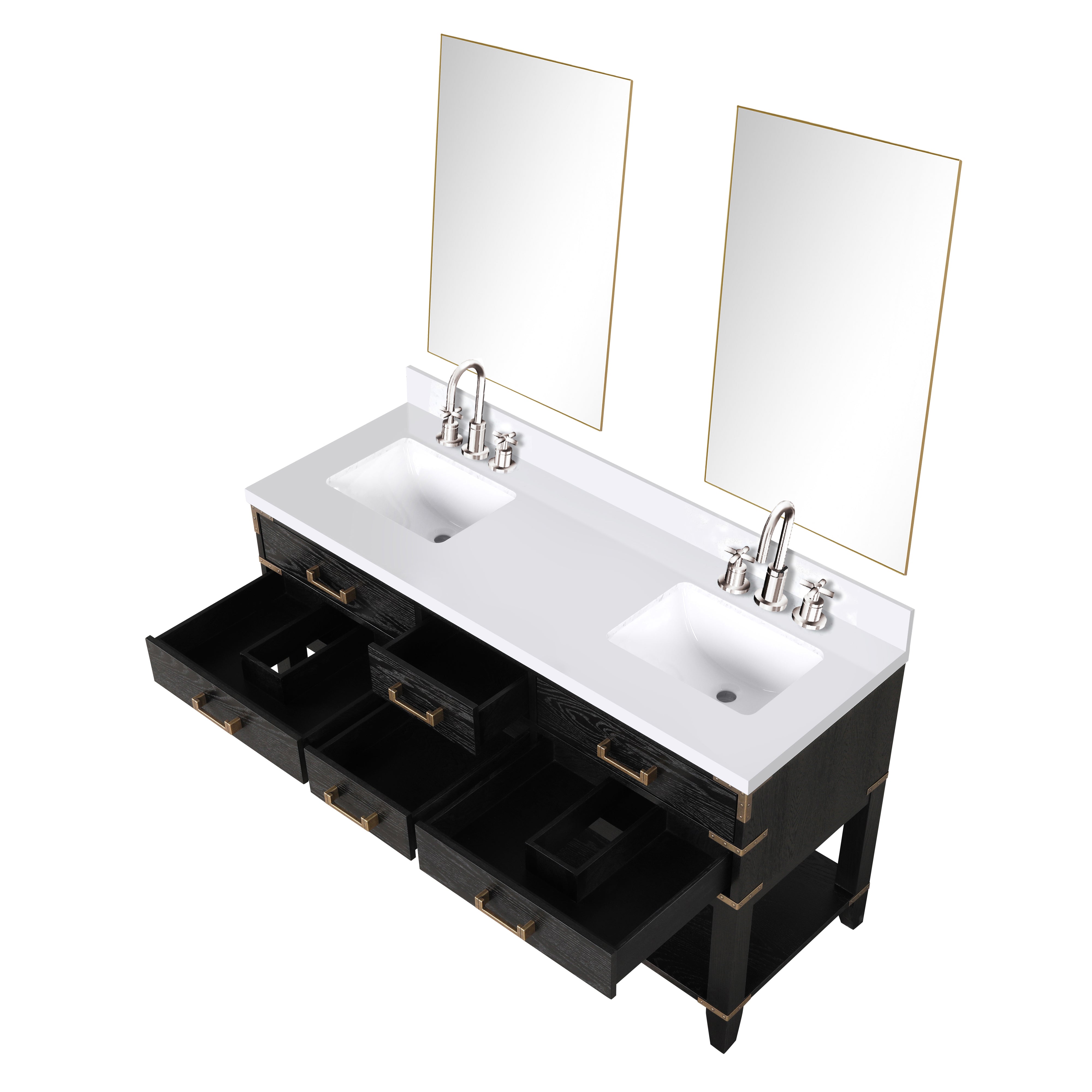 Norwalk 60 in W x 22 in D Black Oak Double Bath Vanity