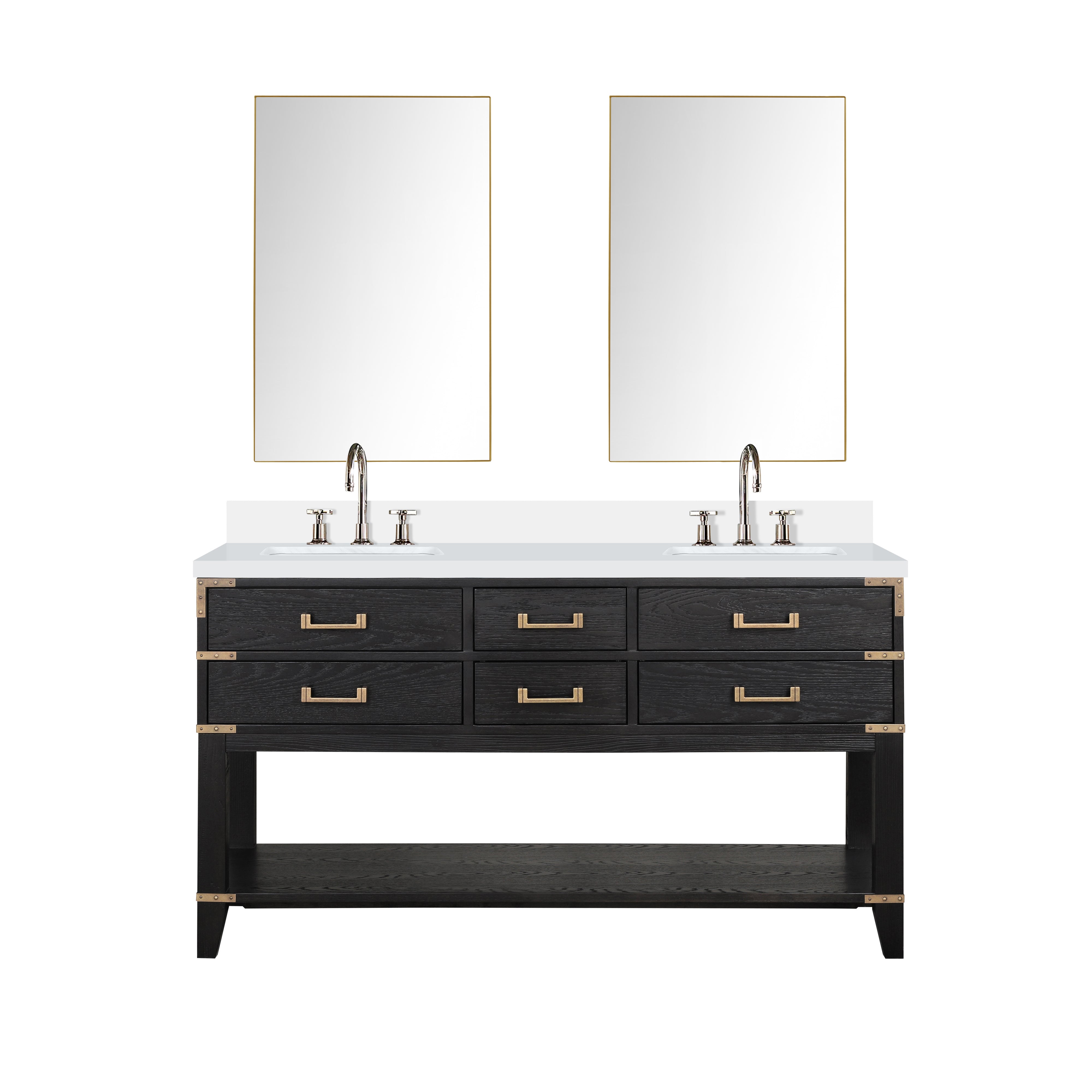 Norwalk 60 in W x 22 in D Black Oak Double Bath Vanity