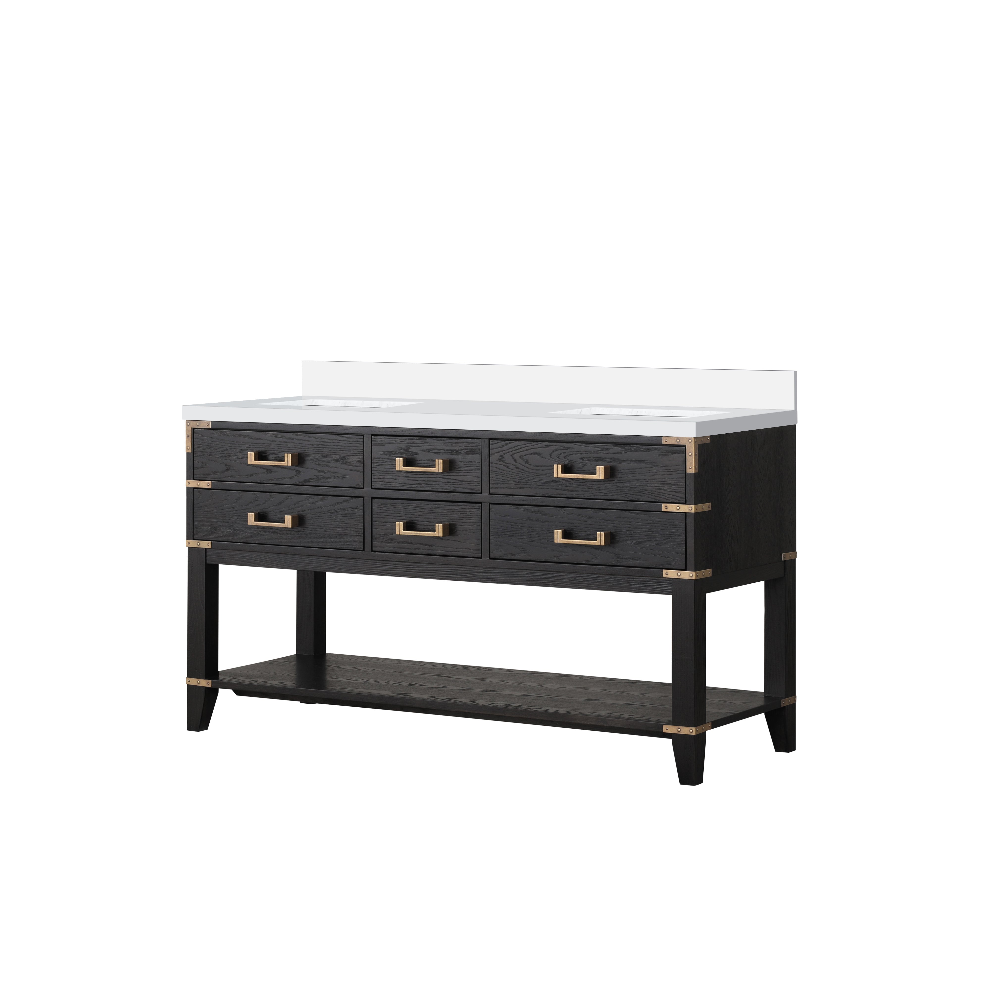 Norwalk 60 in W x 22 in D Black Oak Double Bath Vanity