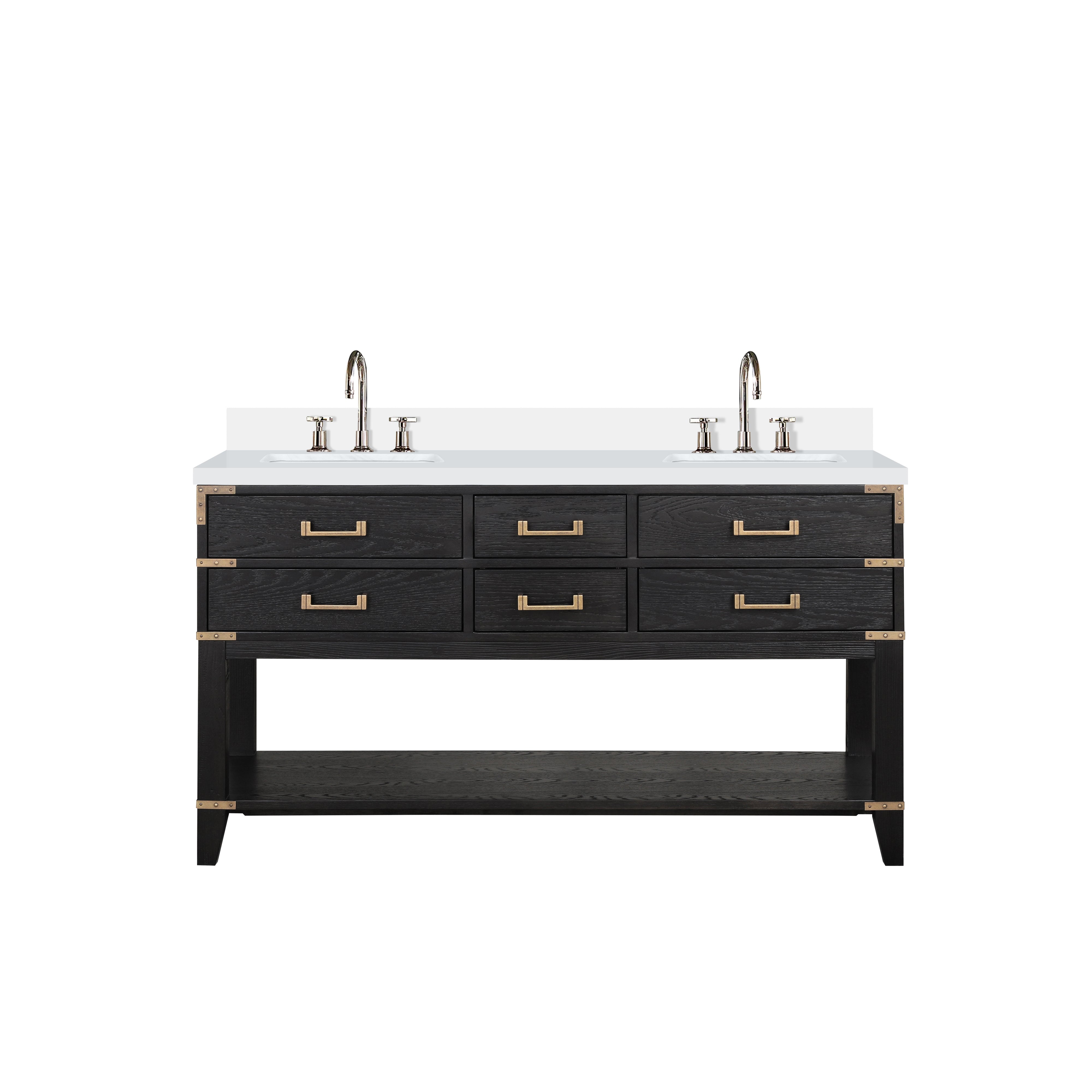 Norwalk 60 in W x 22 in D Black Oak Double Bath Vanity