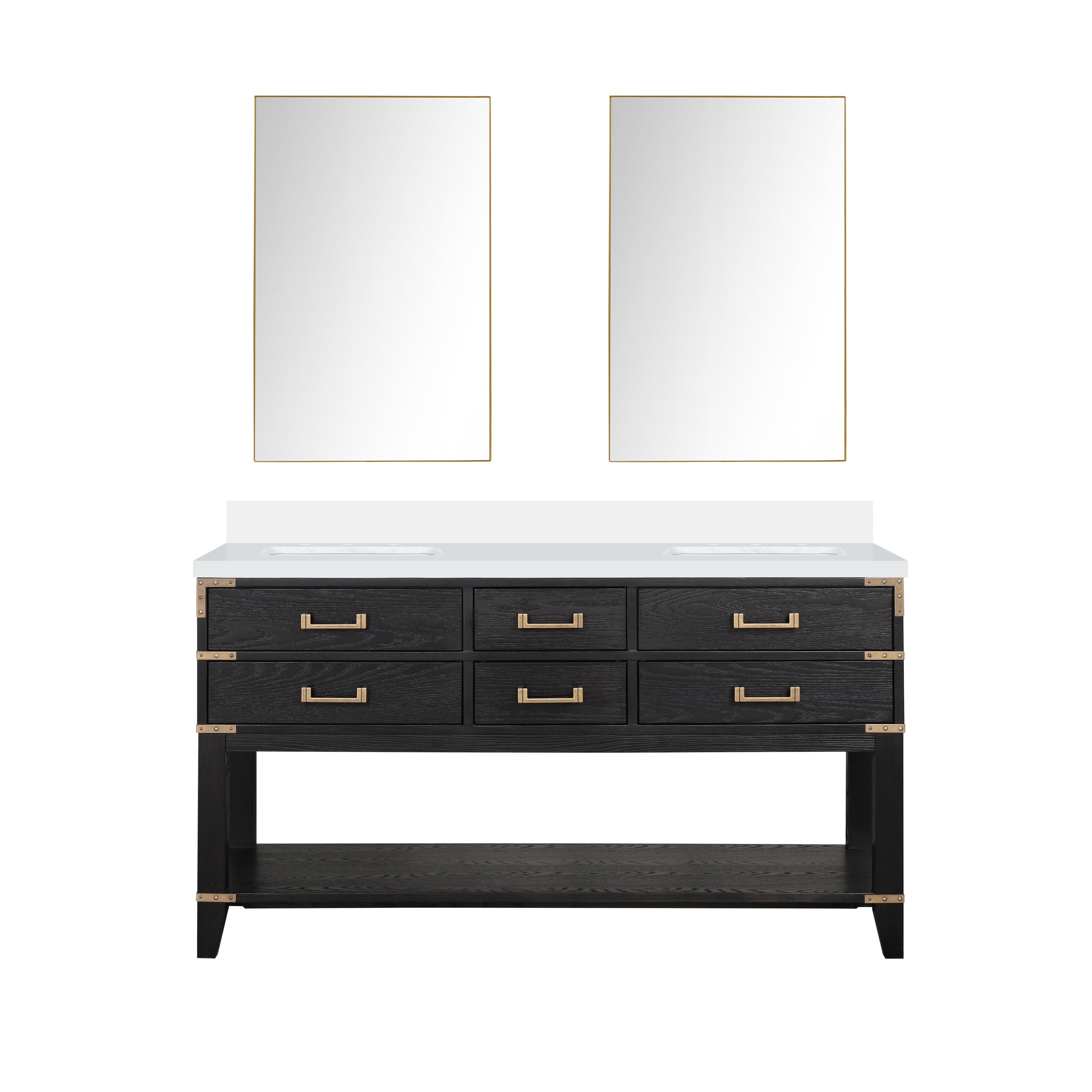 Norwalk 60 in W x 22 in D Black Oak Double Bath Vanity