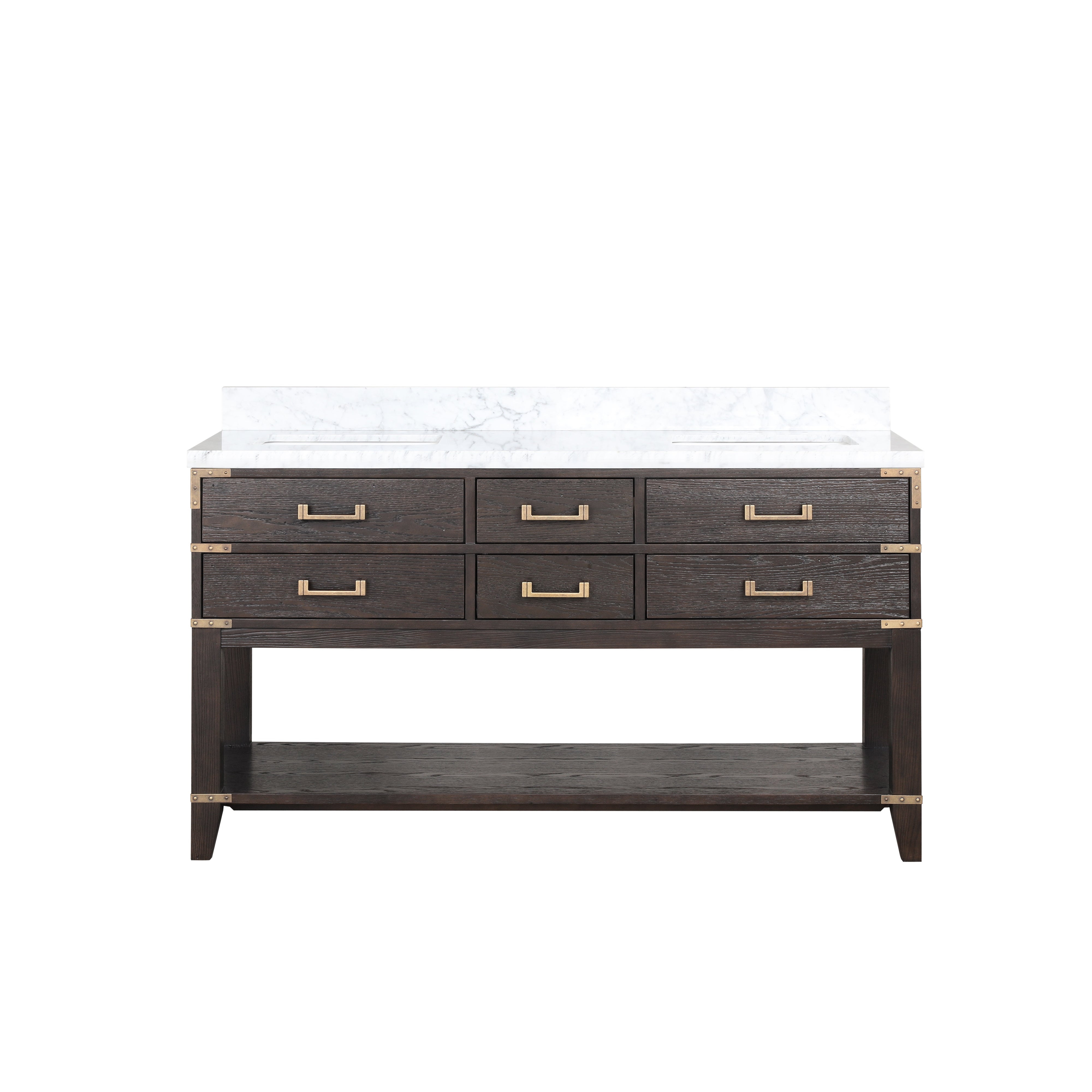 Norwalk 60 in W x 22 in D Brown Oak Double Bath Vanity
