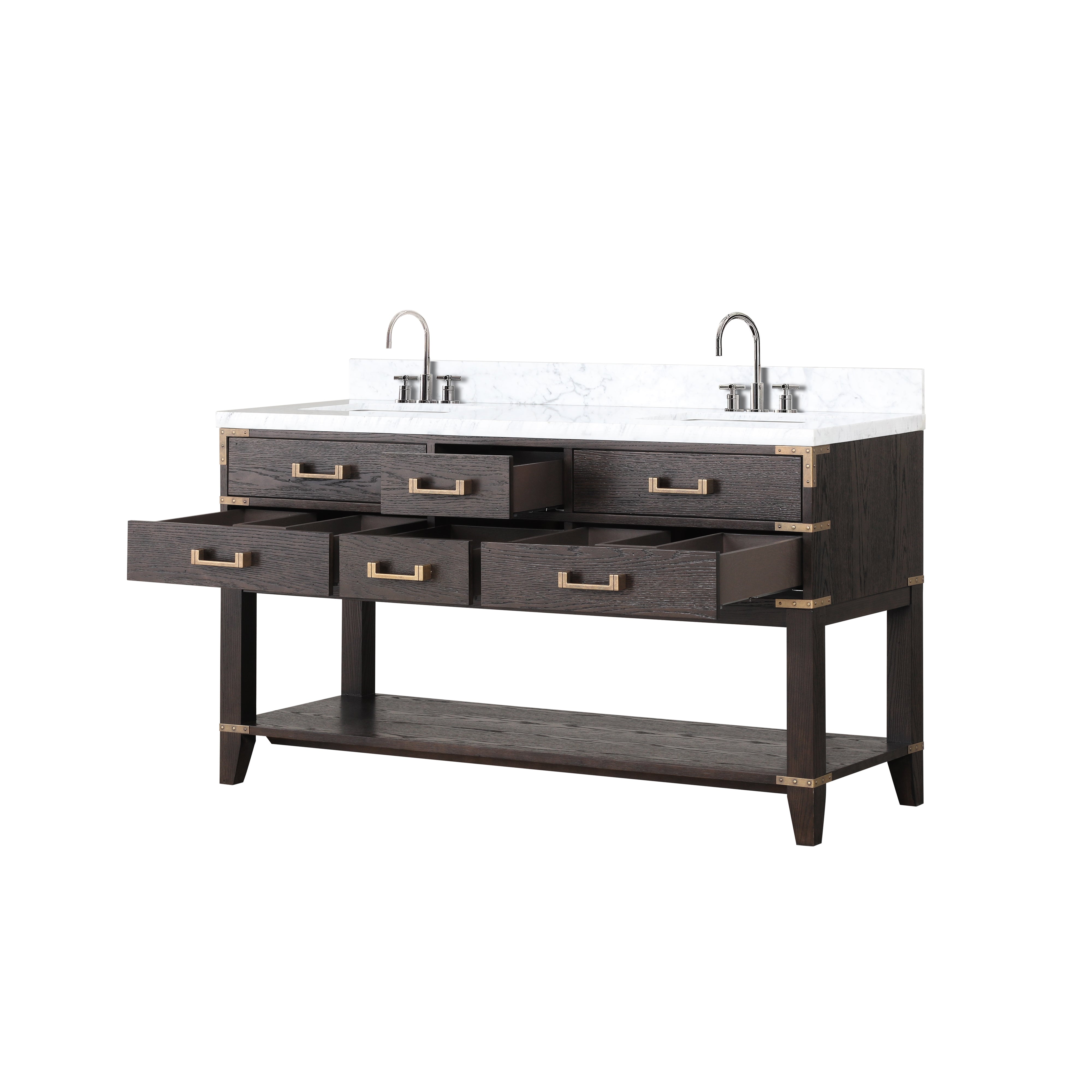 Norwalk 60 in W x 22 in D Brown Oak Double Bath Vanity