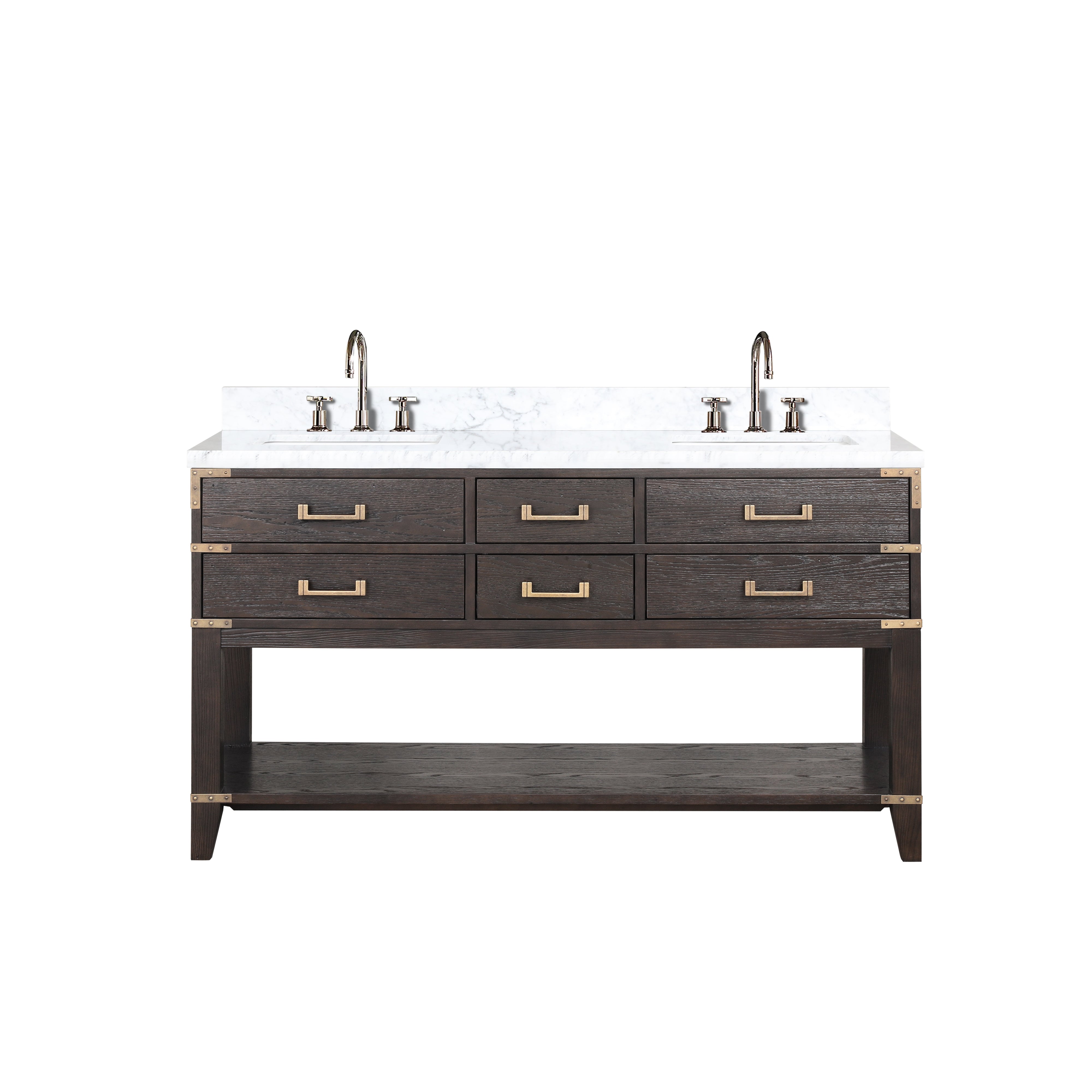 Norwalk 60 in W x 22 in D Brown Oak Double Bath Vanity