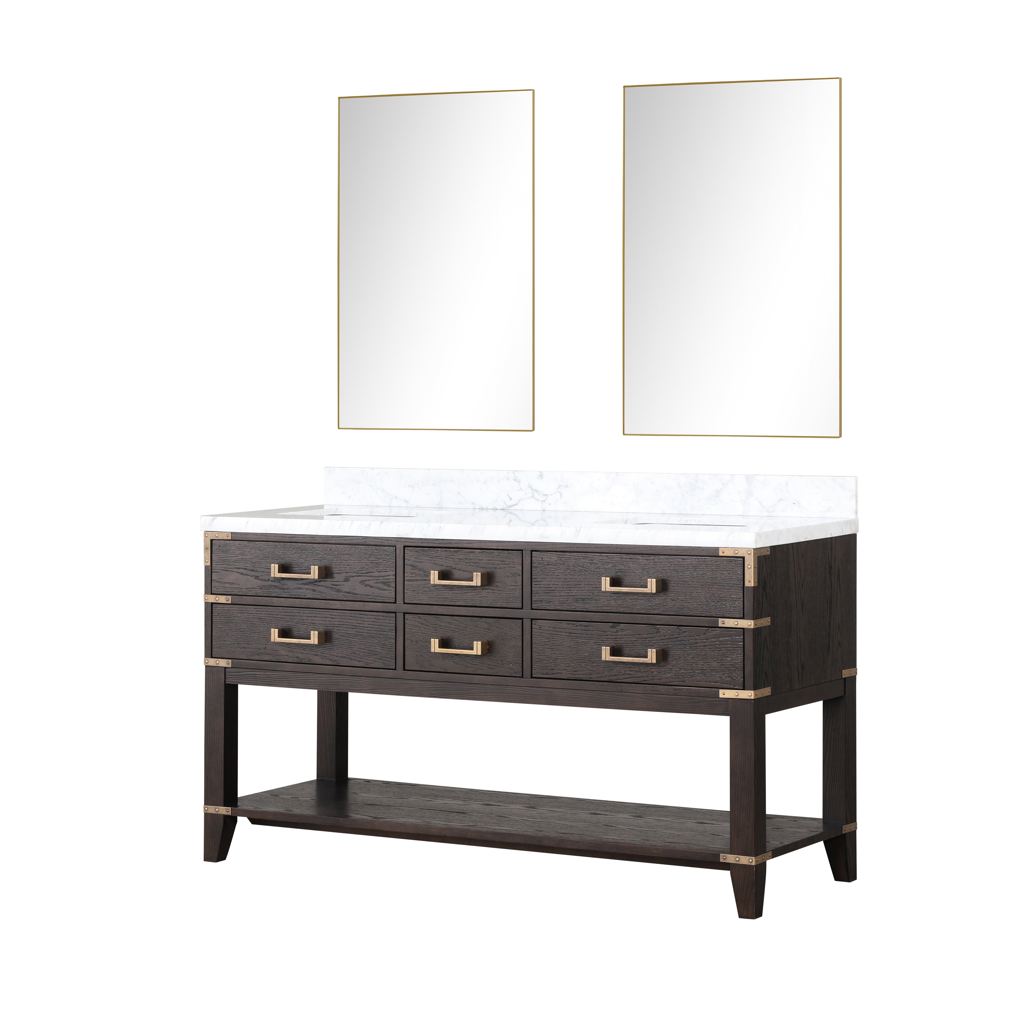 Norwalk 60 in W x 22 in D Brown Oak Double Bath Vanity