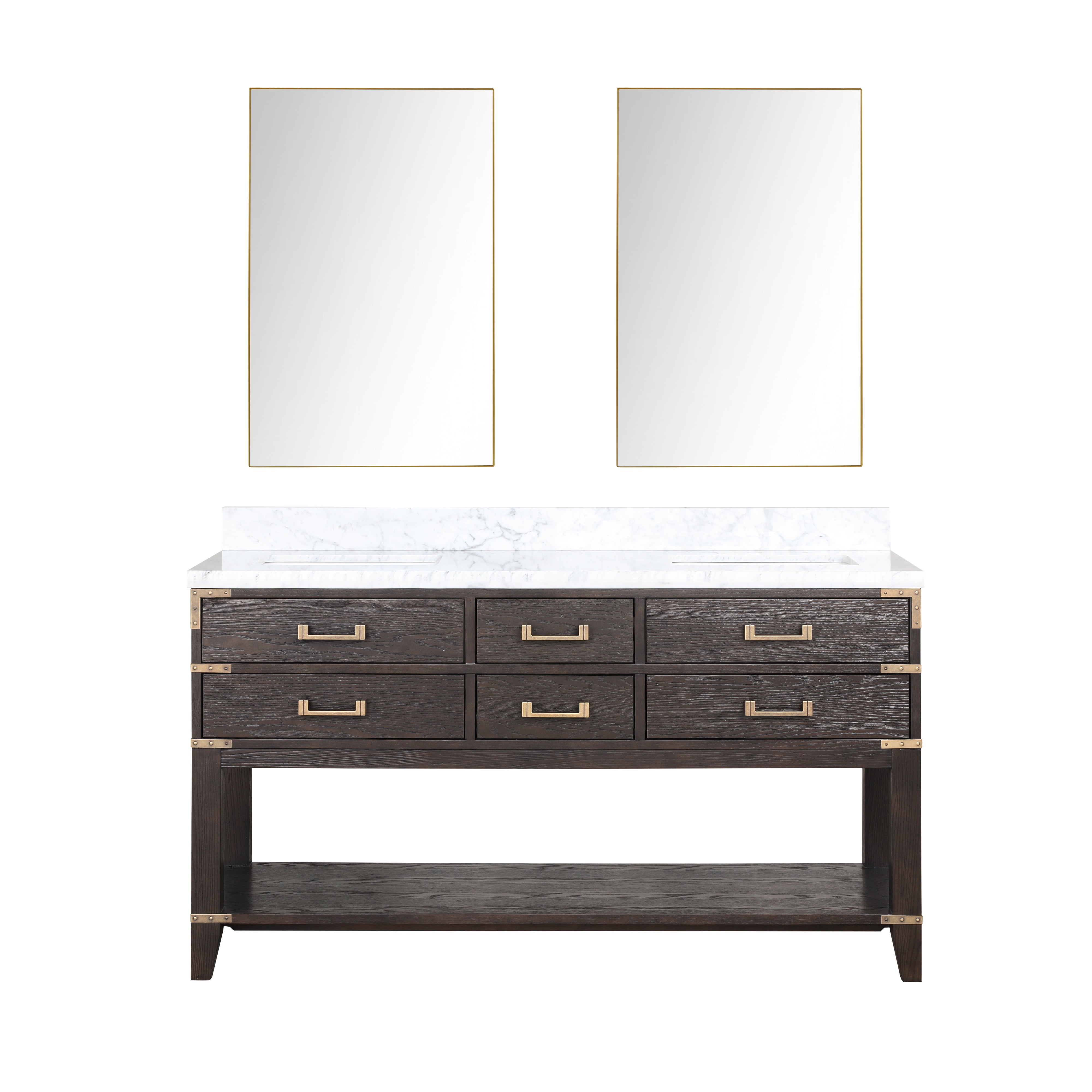 Norwalk 60 in W x 22 in D Brown Oak Double Bath Vanity