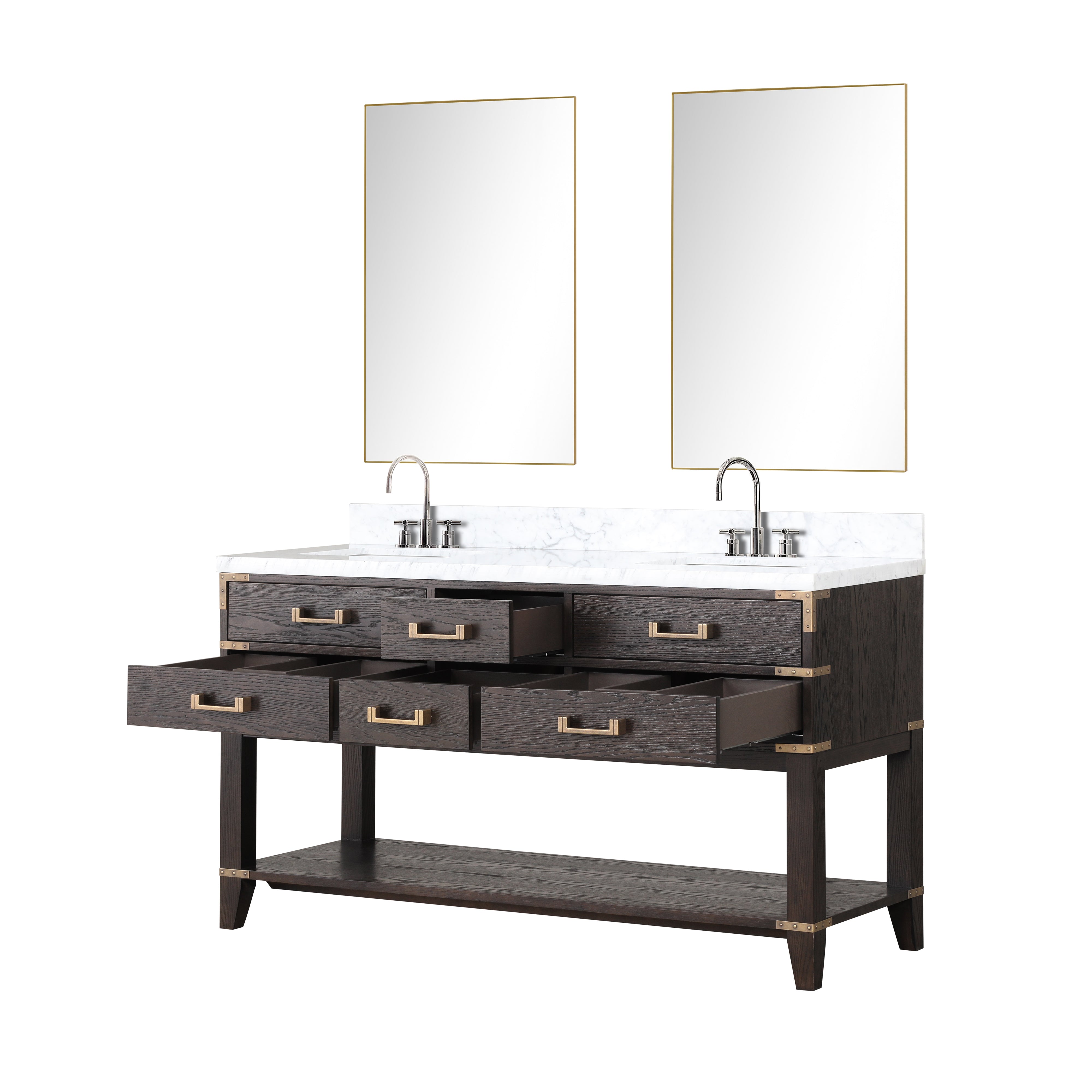 Norwalk 60 in W x 22 in D Brown Oak Double Bath Vanity
