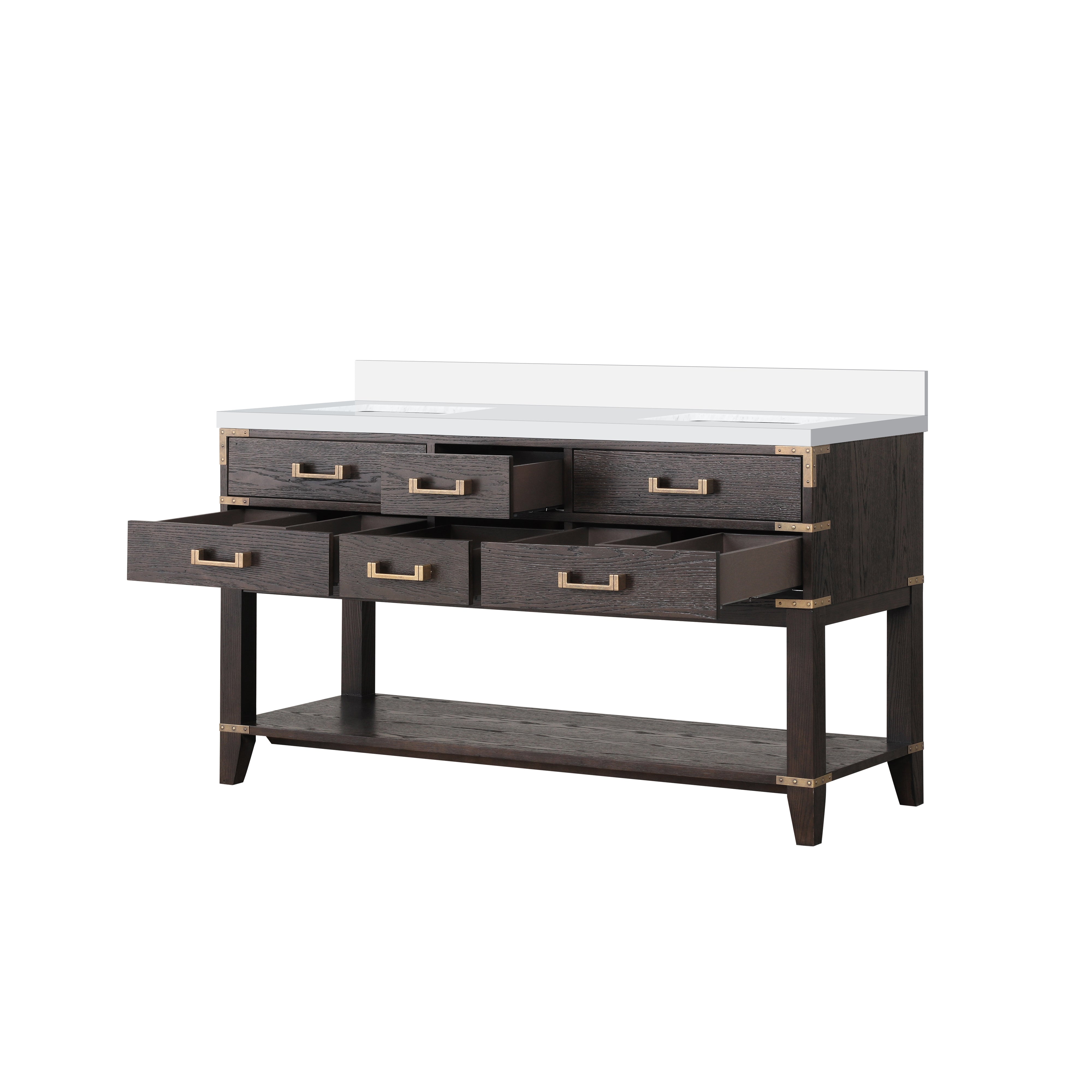 Norwalk 60 in W x 22 in D Brown Oak Double Bath Vanity