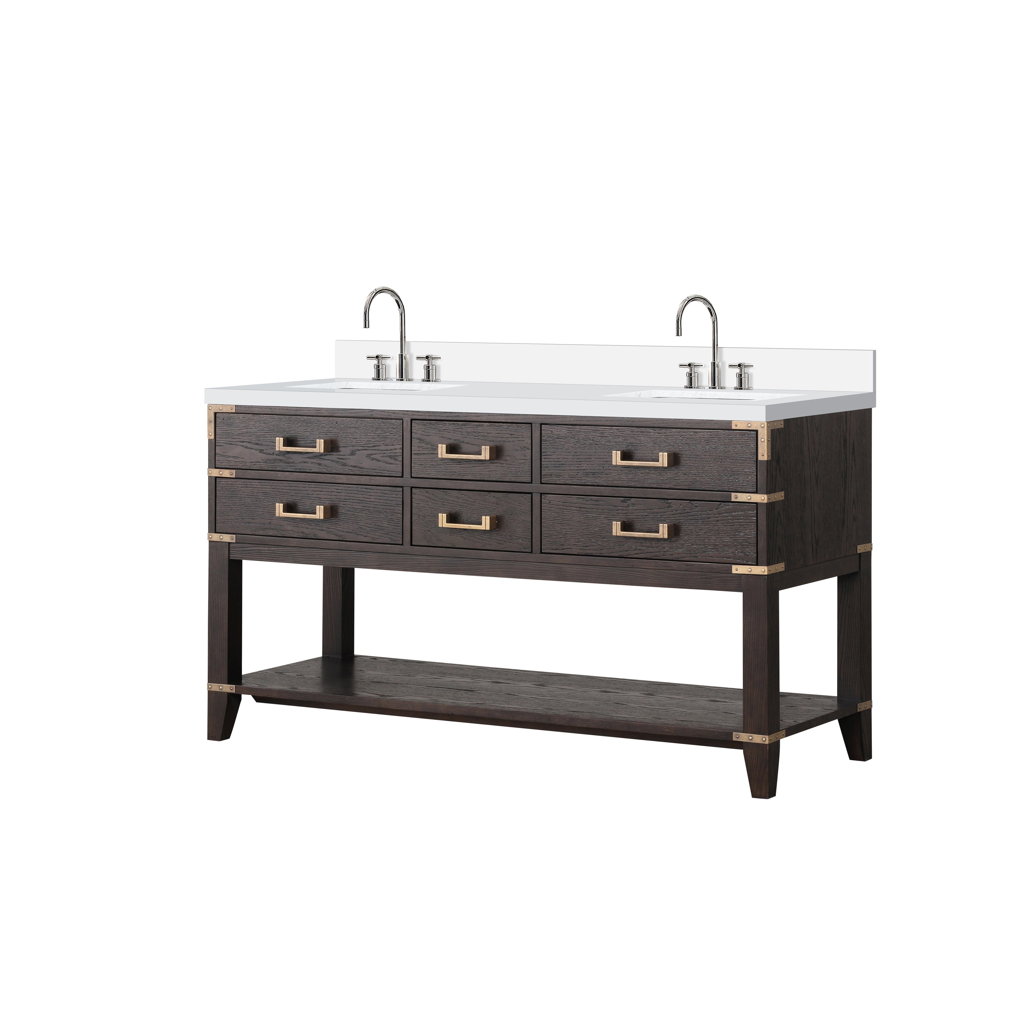 Norwalk 60 in W x 22 in D Brown Oak Double Bath Vanity