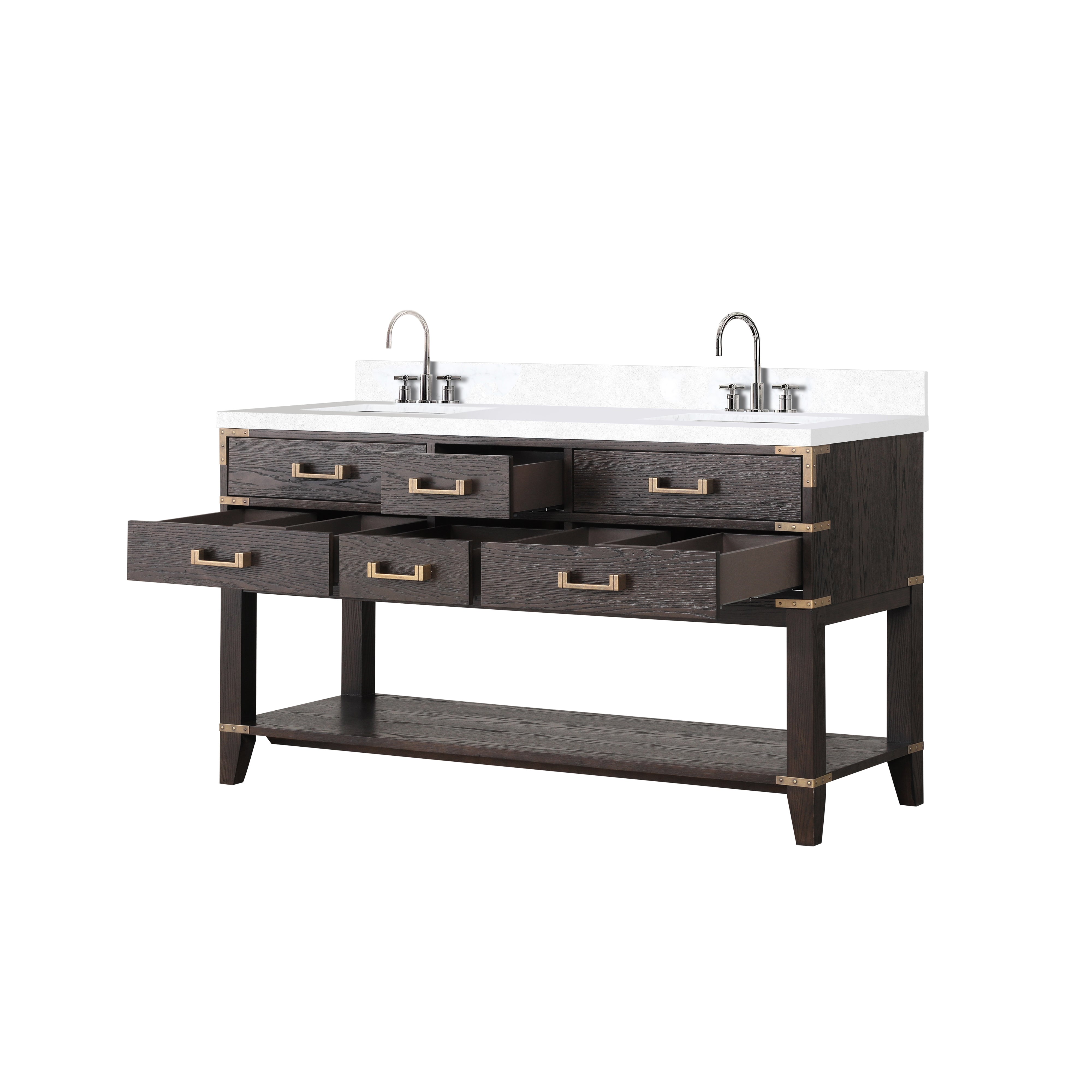 Norwalk 60 in W x 22 in D Brown Oak Double Bath Vanity