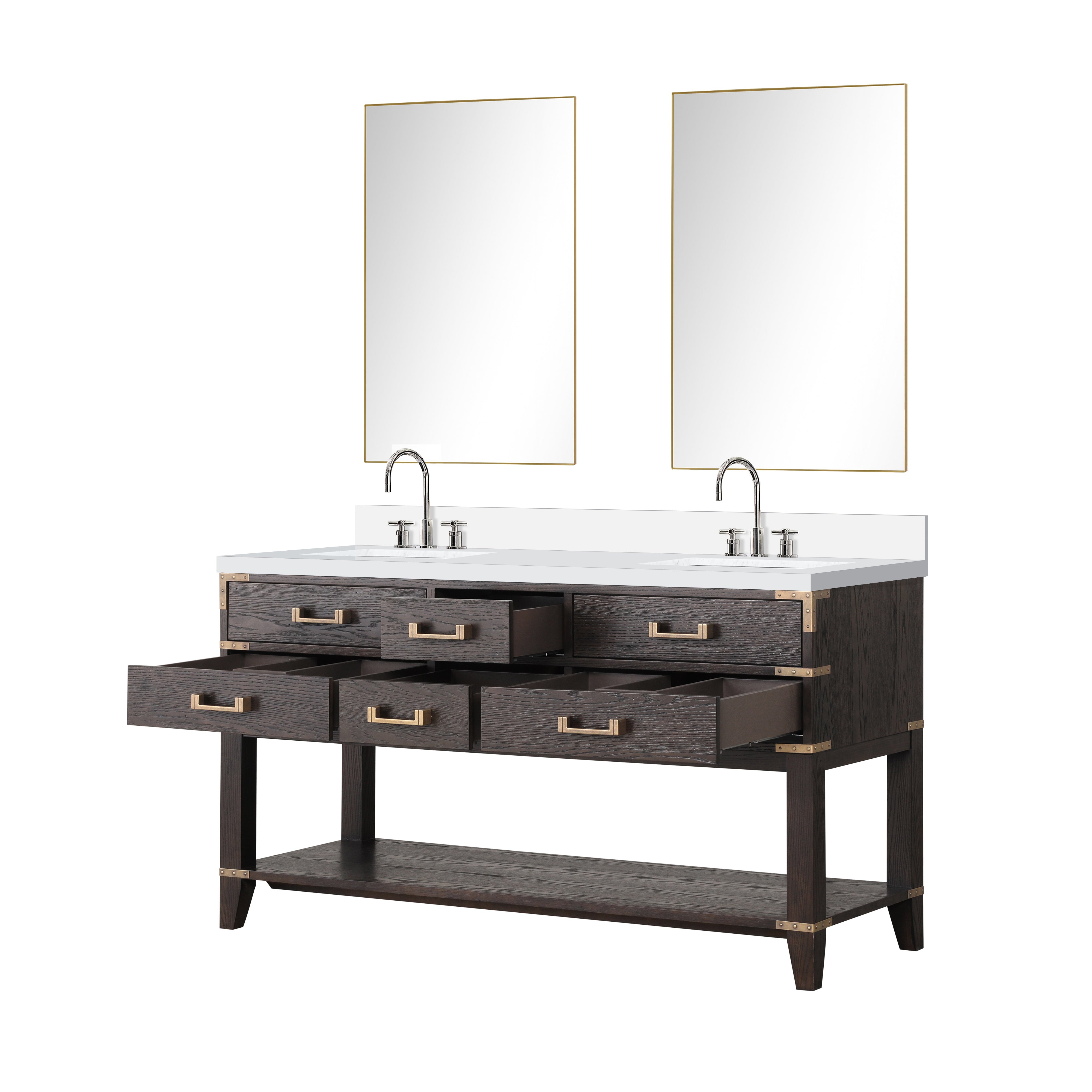 Norwalk 60 in W x 22 in D Brown Oak Double Bath Vanity