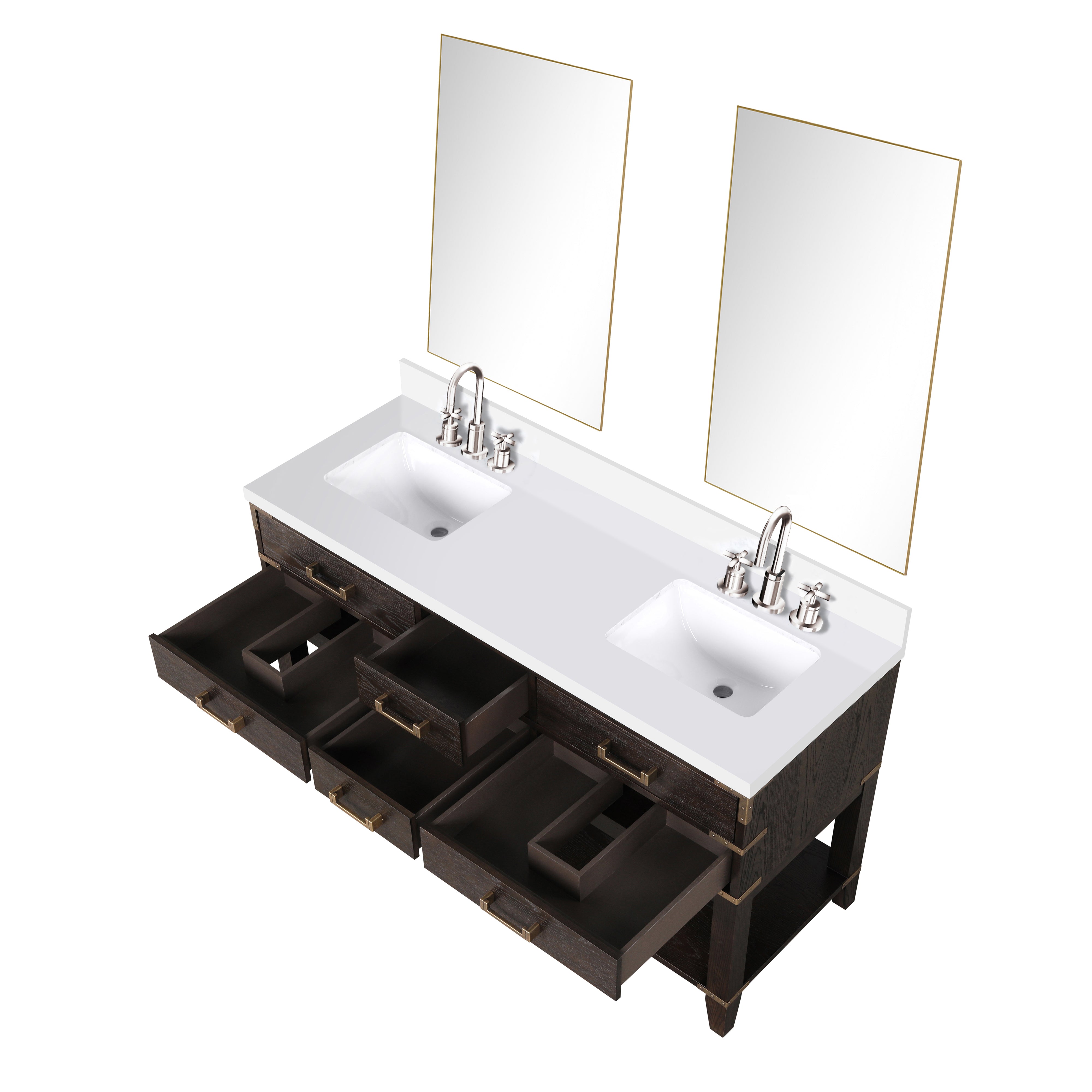 Norwalk 60 in W x 22 in D Brown Oak Double Bath Vanity