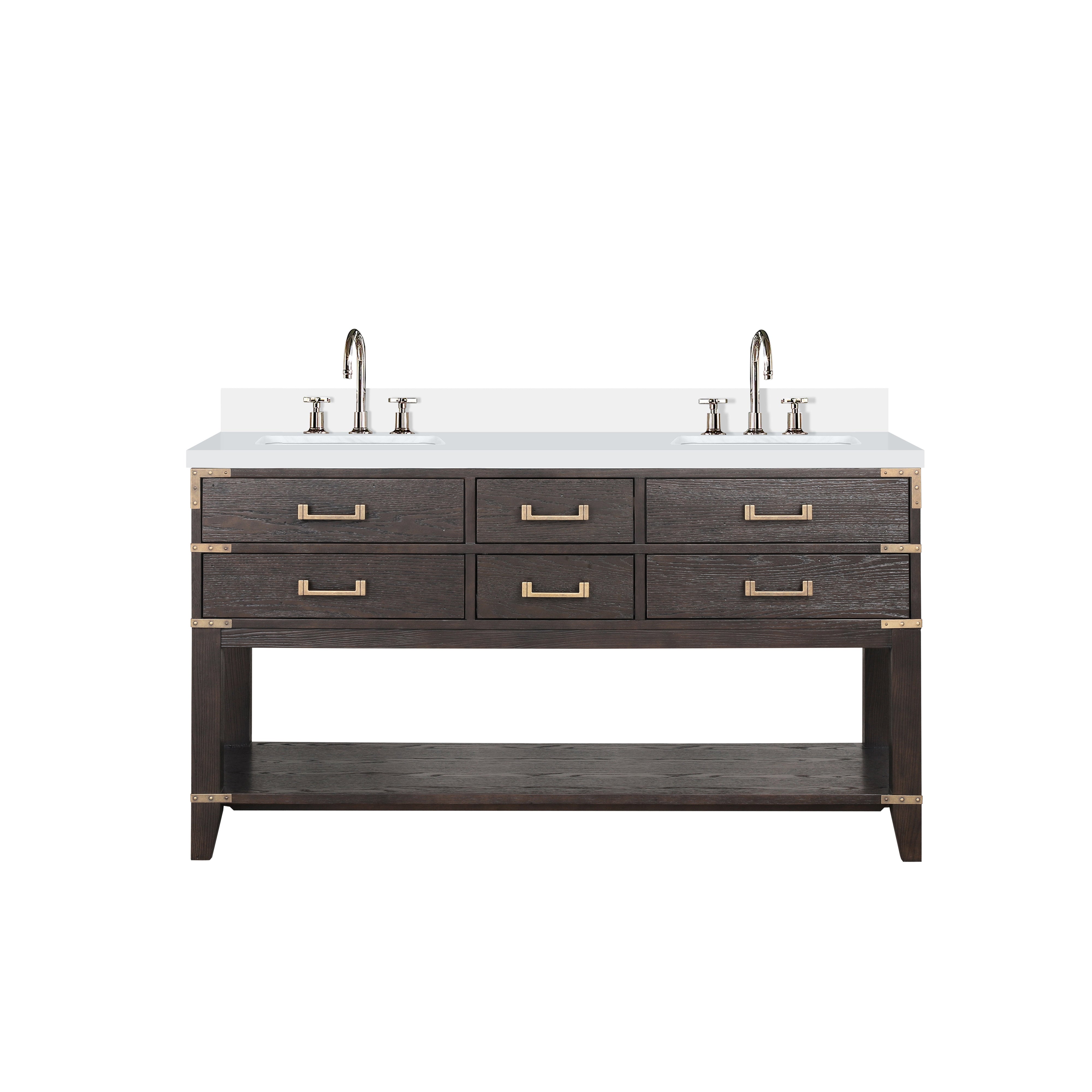 Norwalk 60 in W x 22 in D Brown Oak Double Bath Vanity
