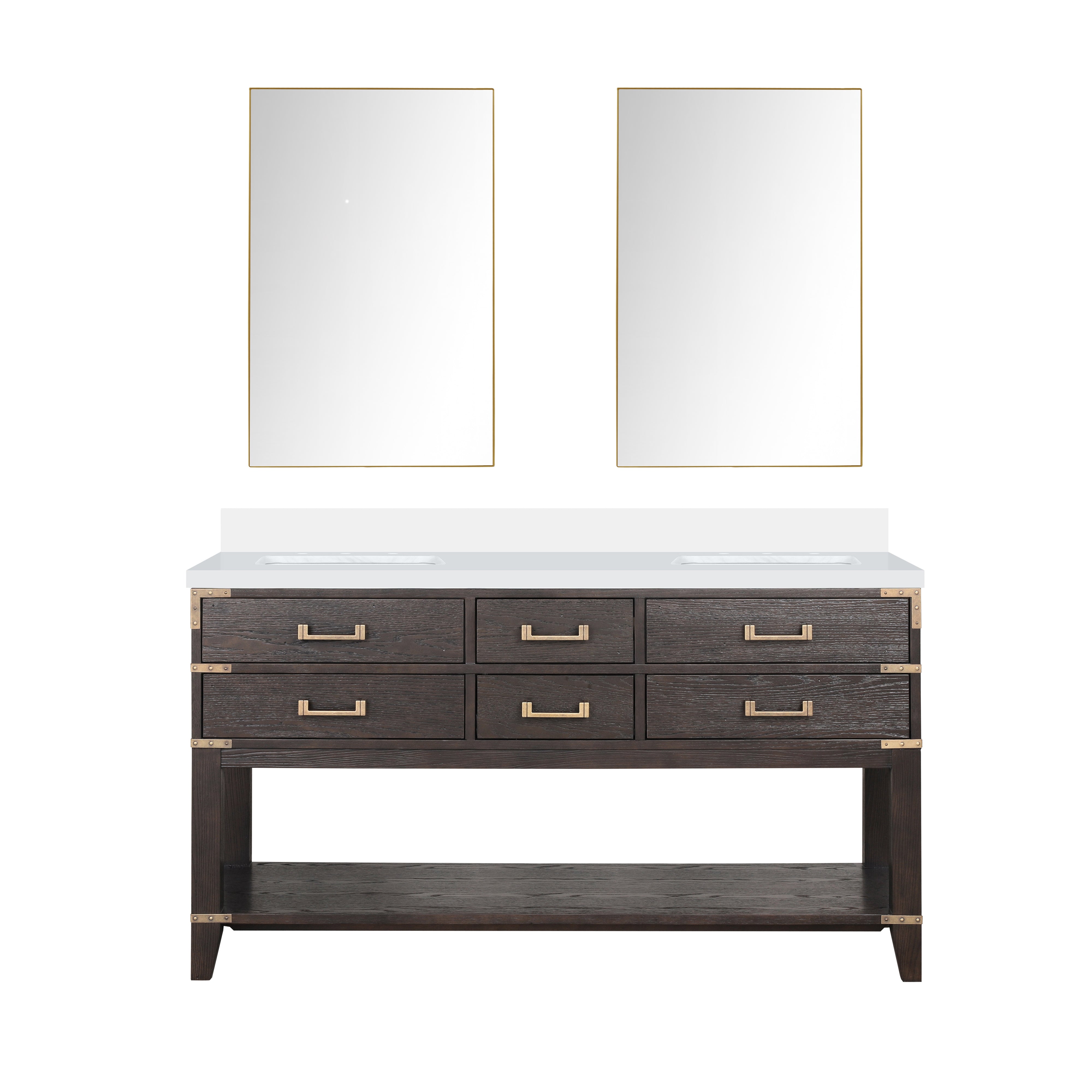 Norwalk 60 in W x 22 in D Brown Oak Double Bath Vanity