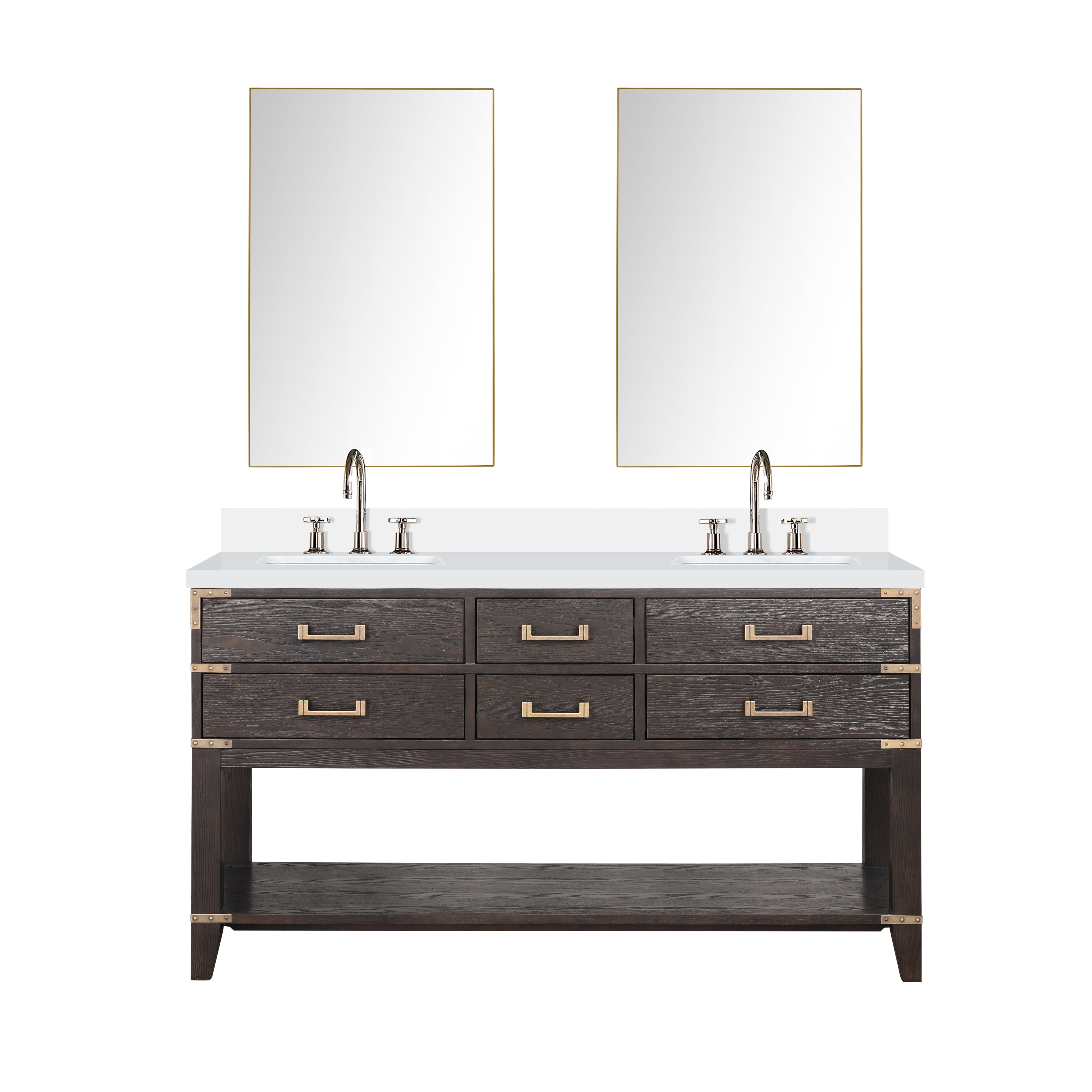 Norwalk 60 in W x 22 in D Brown Oak Double Bath Vanity