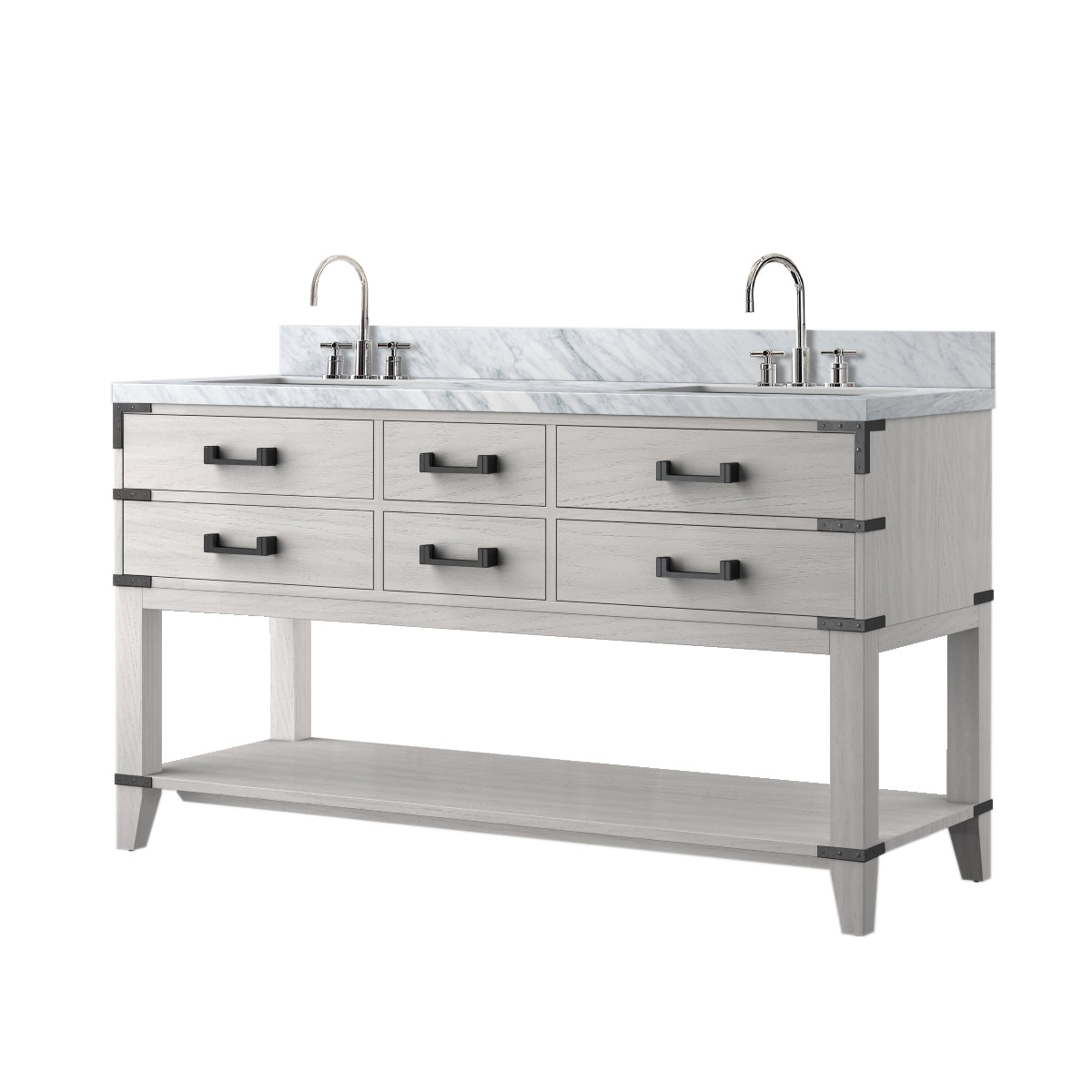 Norwalk 60 in W x 22 in D White Oak Double Bath Vanity