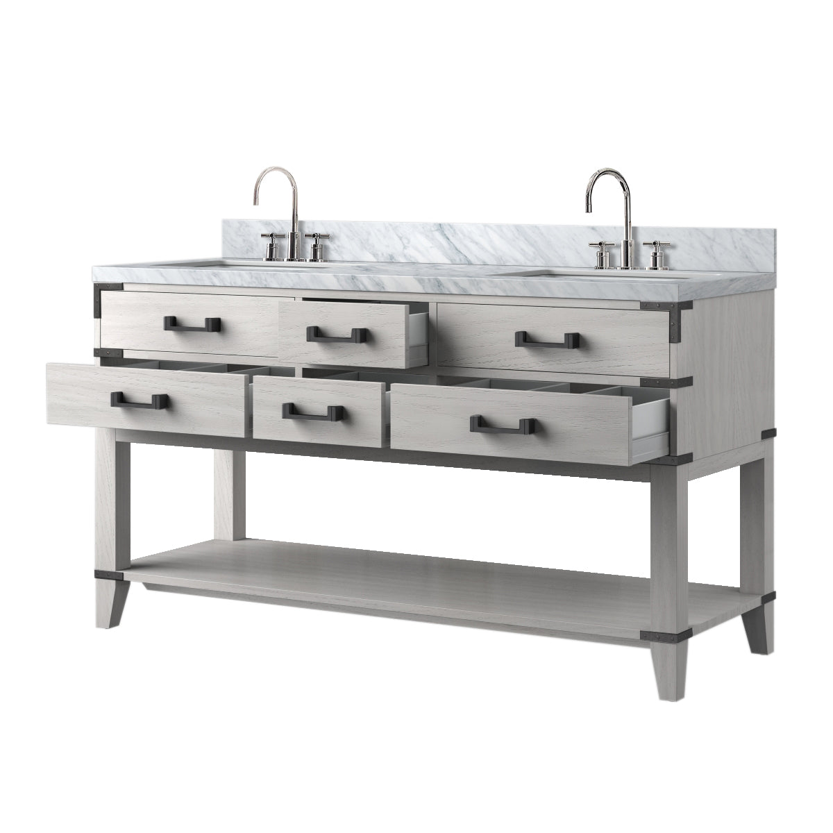 Norwalk 60 in W x 22 in D White Oak Double Bath Vanity