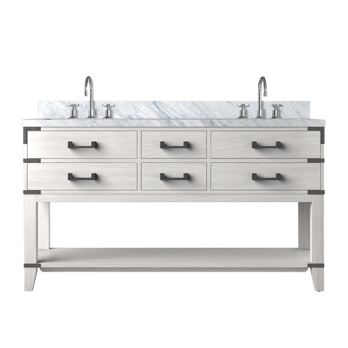Norwalk 60 in W x 22 in D White Oak Double Bath Vanity