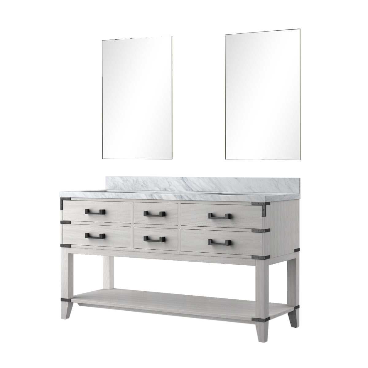 Norwalk 60 in W x 22 in D White Oak Double Bath Vanity