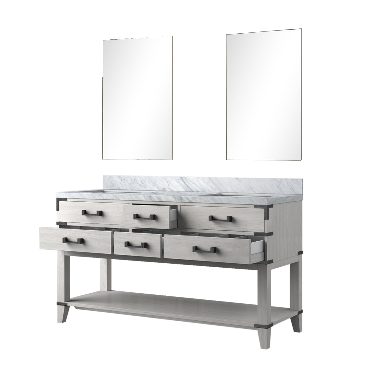 Norwalk 60 in W x 22 in D White Oak Double Bath Vanity