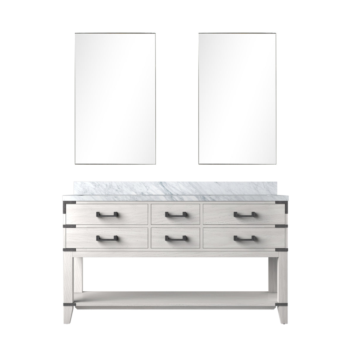 Norwalk 60 in W x 22 in D White Oak Double Bath Vanity