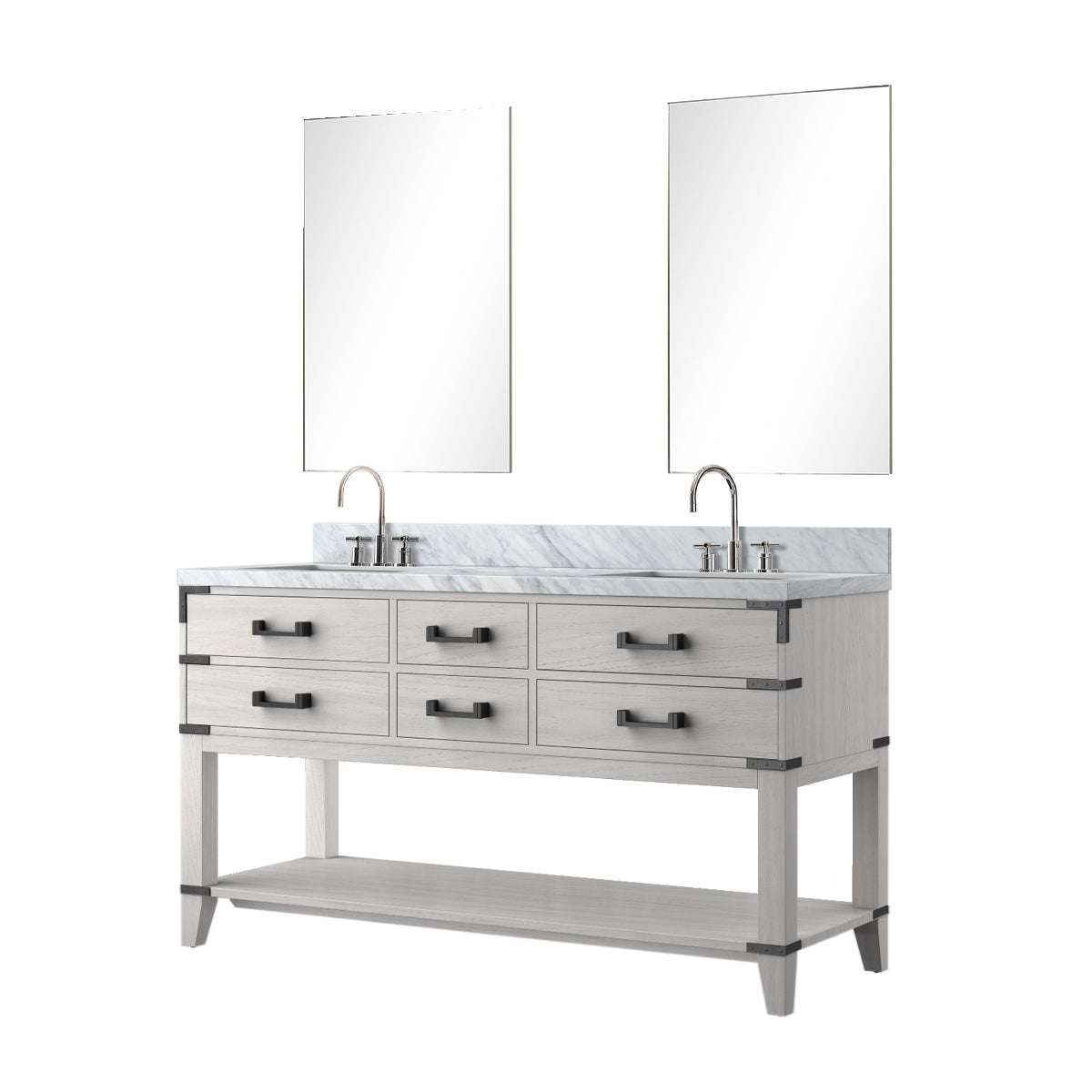 Norwalk 60 in W x 22 in D White Oak Double Bath Vanity
