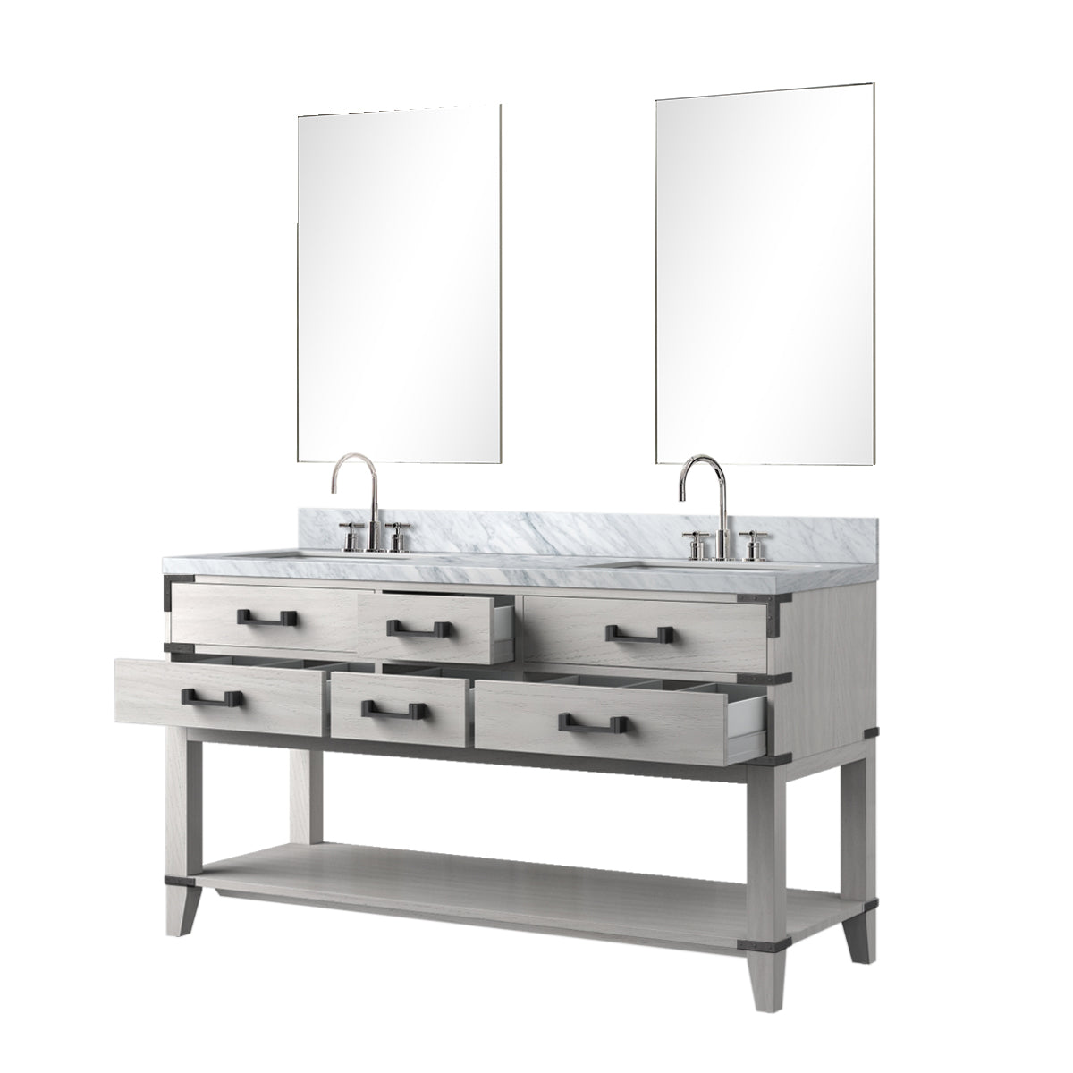 Norwalk 60 in W x 22 in D White Oak Double Bath Vanity
