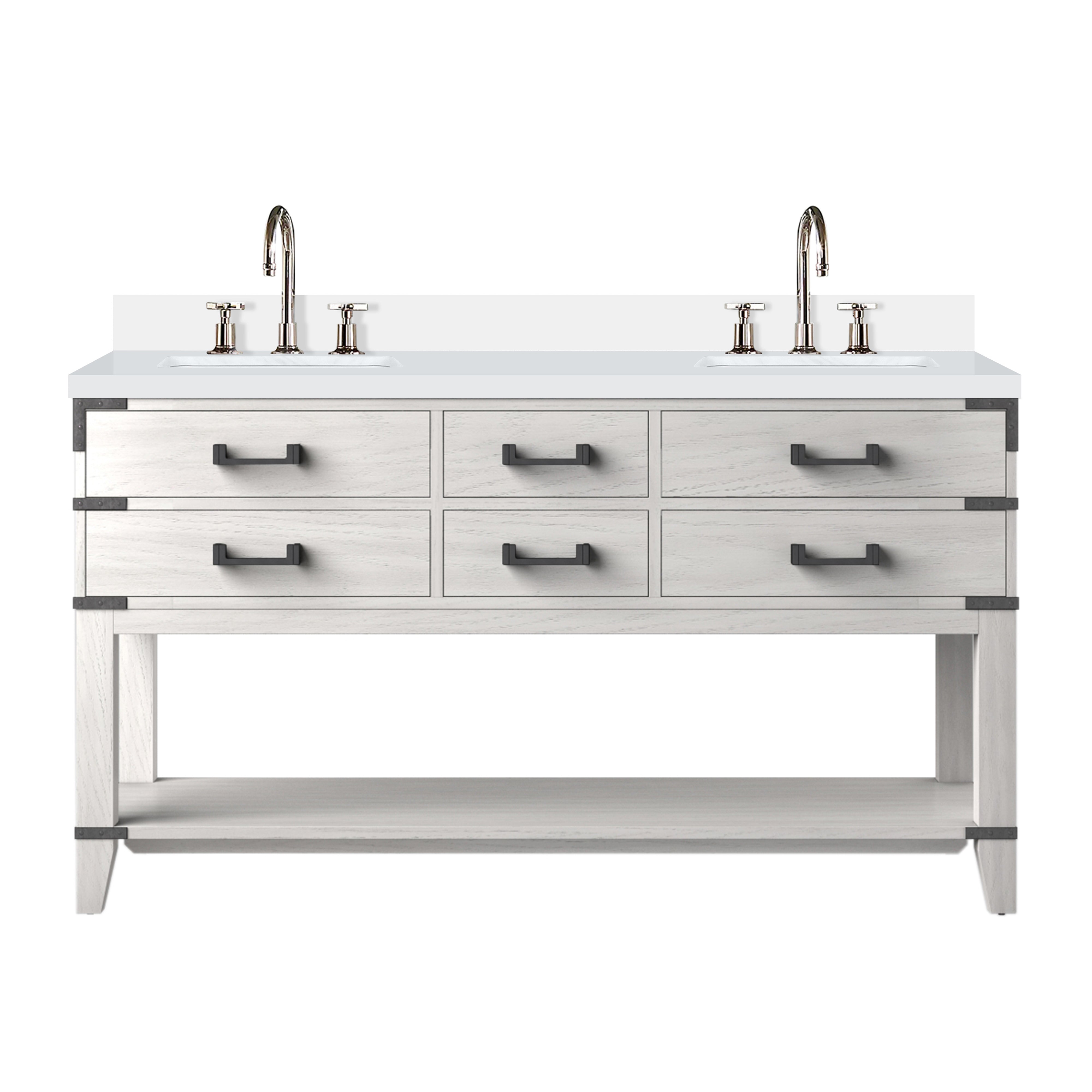 Norwalk 60 in W x 22 in D White Oak Double Bath Vanity