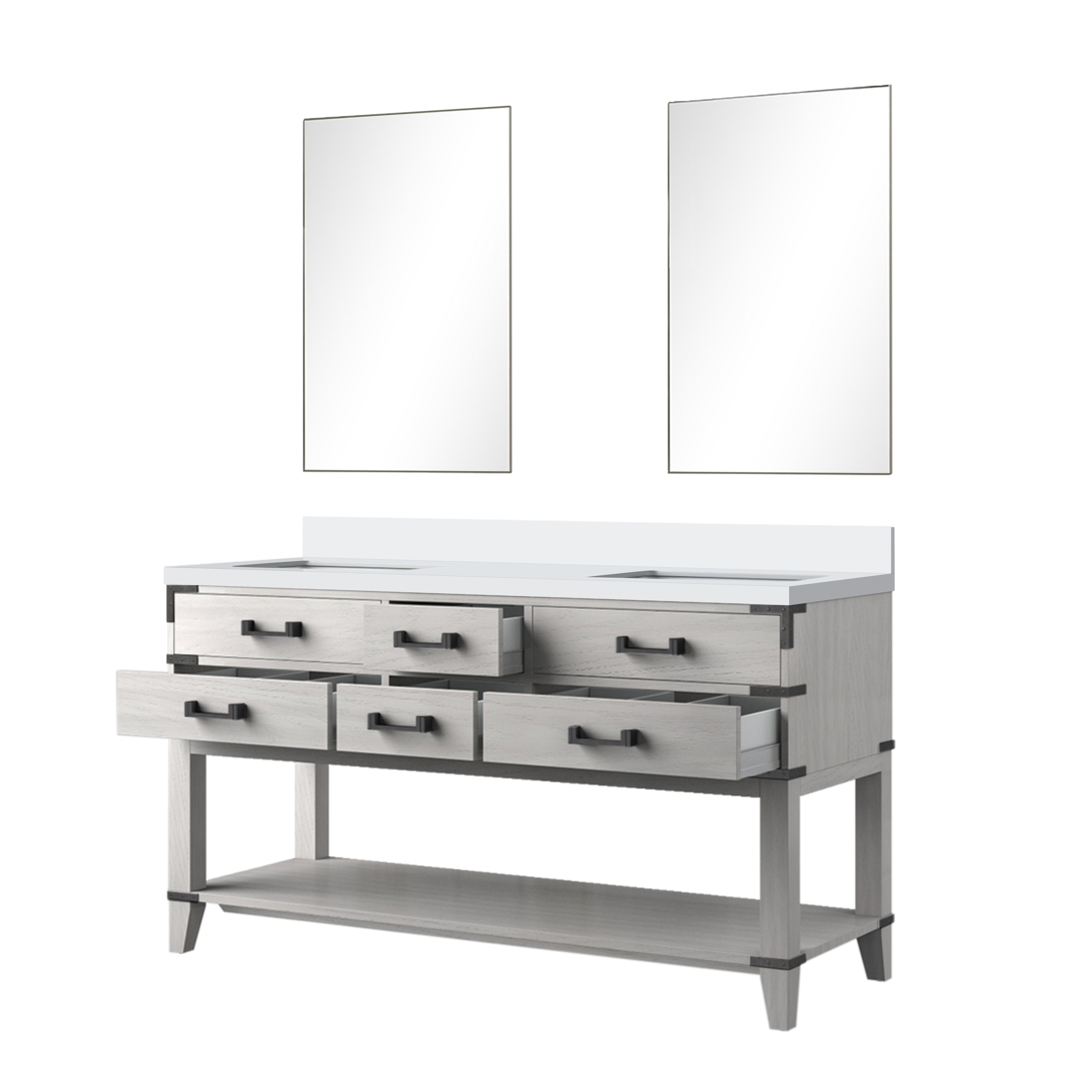 Norwalk 60 in W x 22 in D White Oak Double Bath Vanity
