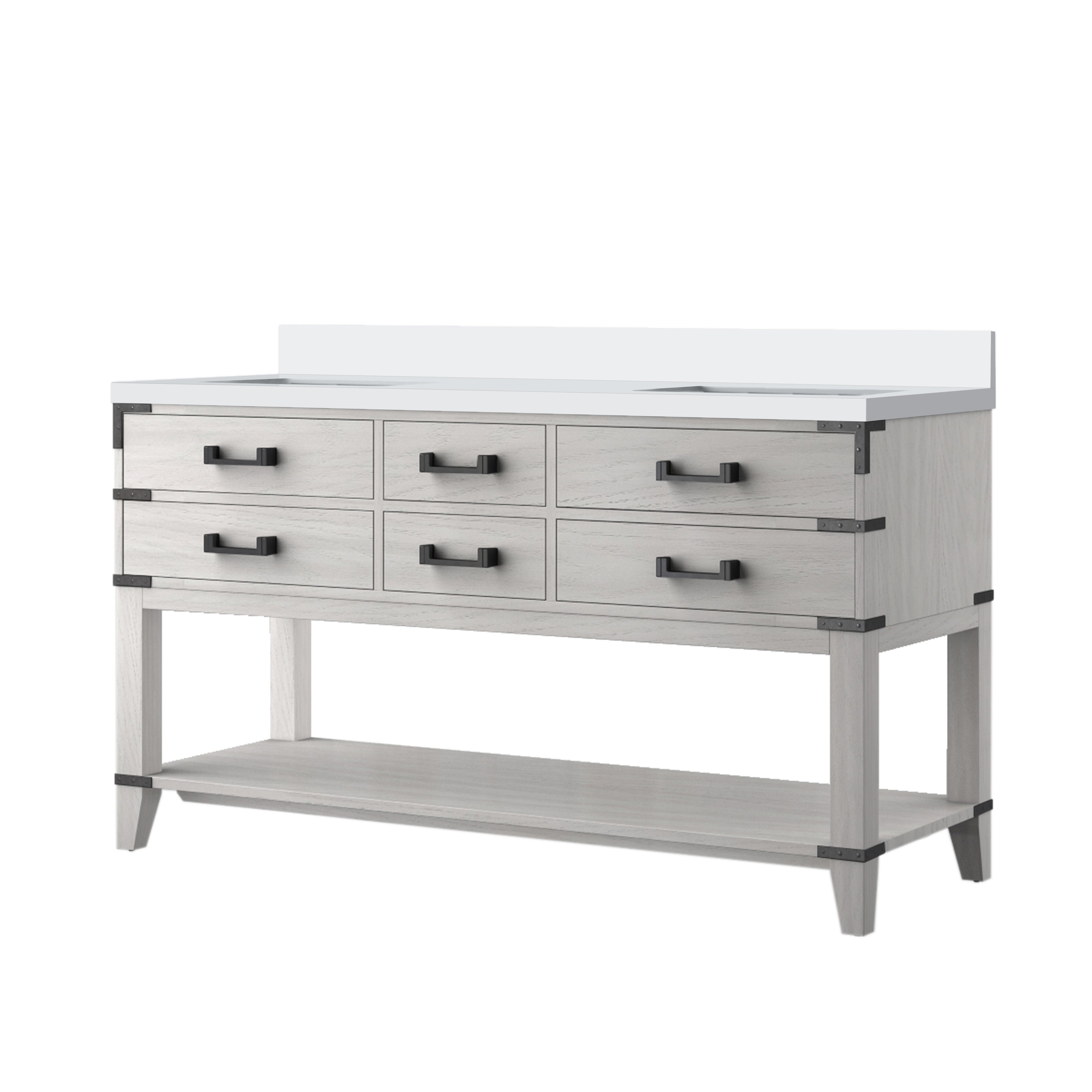 Norwalk 60 in W x 22 in D White Oak Double Bath Vanity