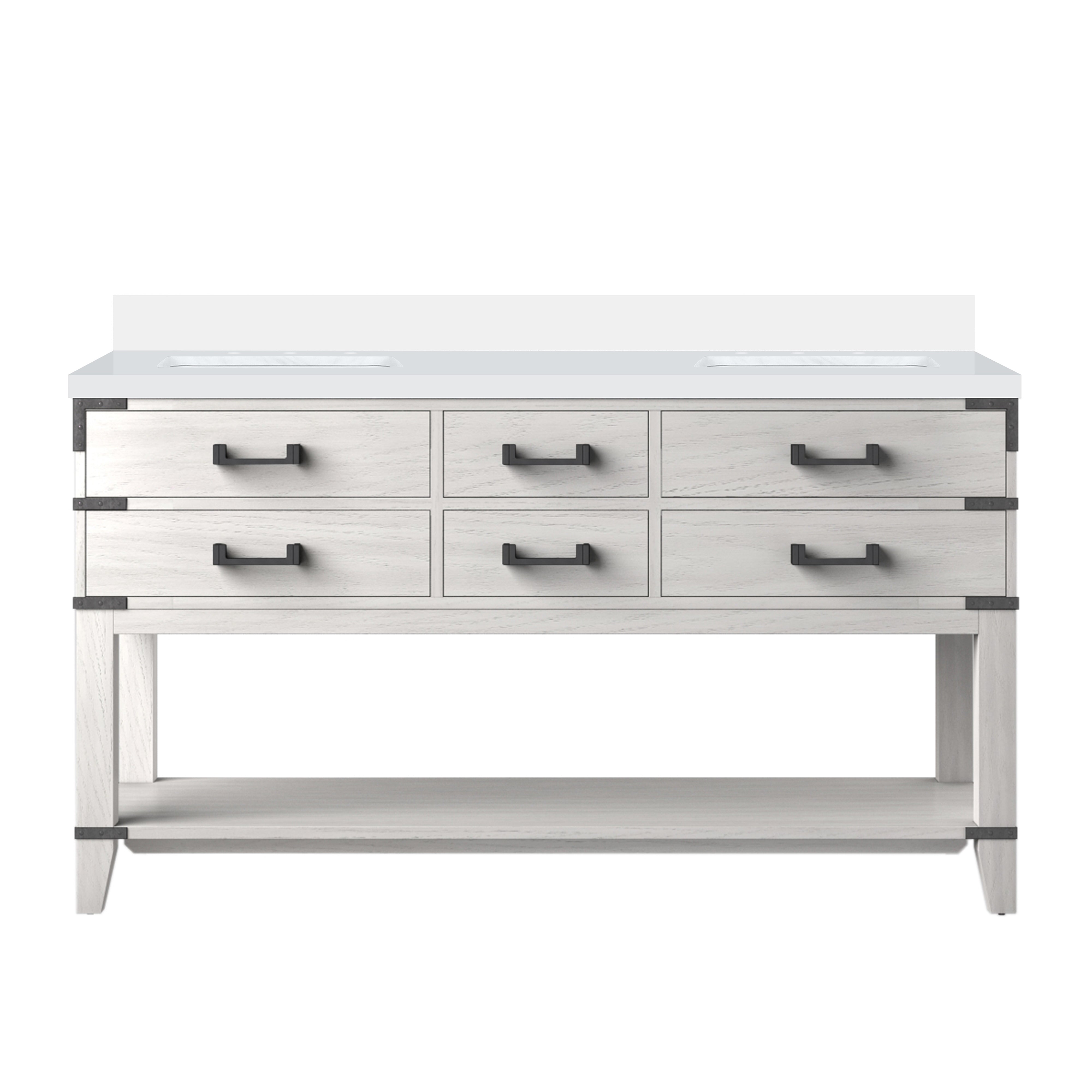 Norwalk 60 in W x 22 in D White Oak Double Bath Vanity