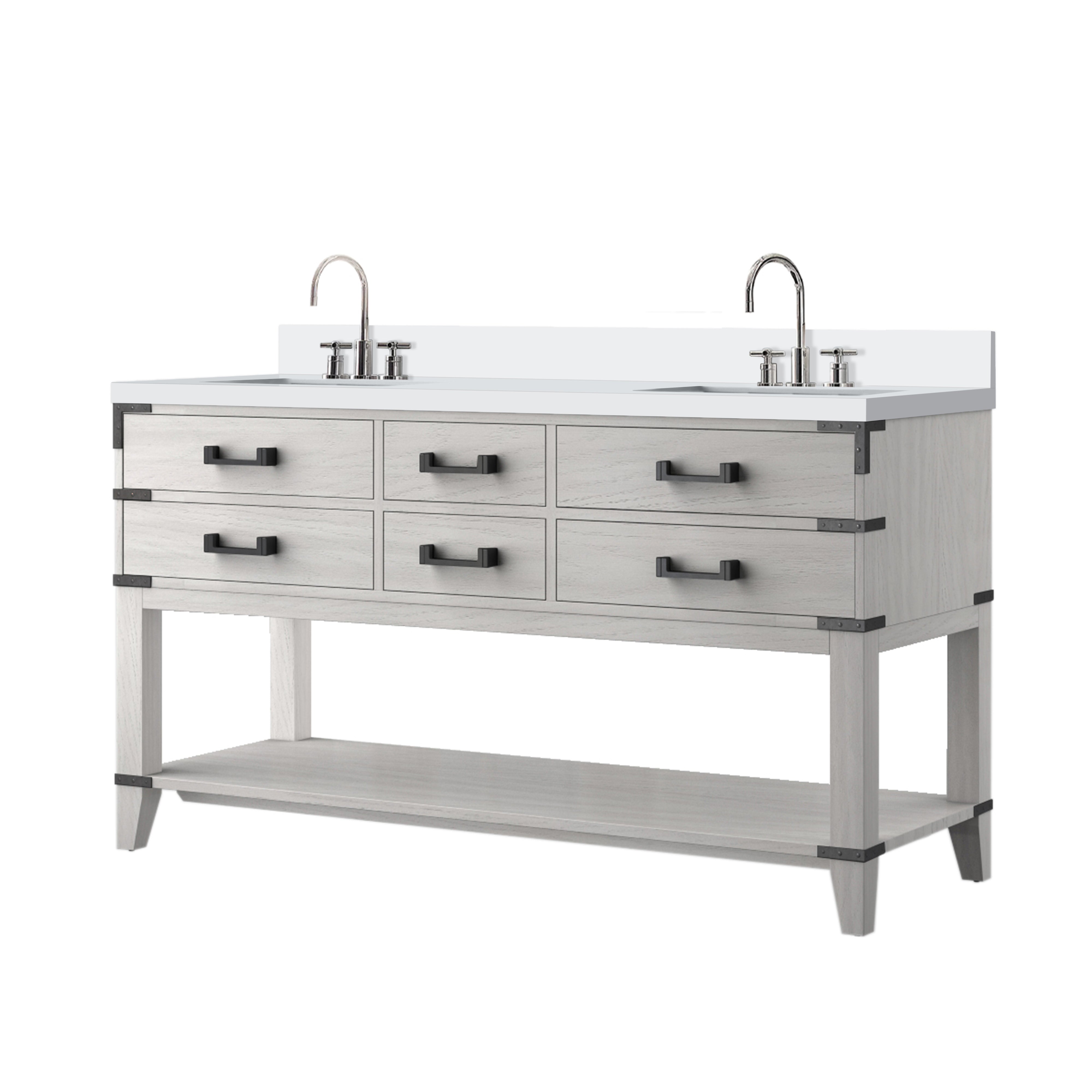 Norwalk 60 in W x 22 in D White Oak Double Bath Vanity