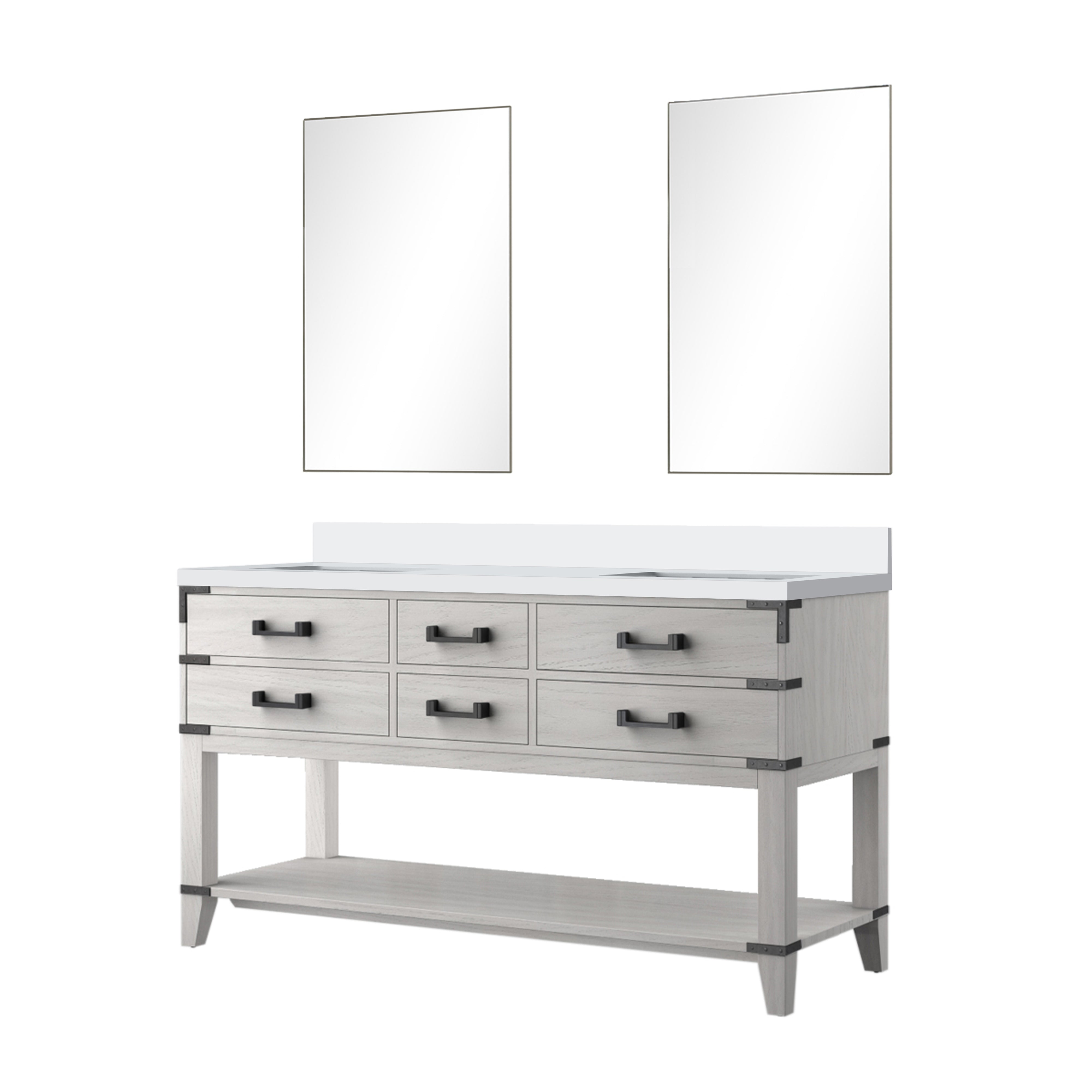 Norwalk 60 in W x 22 in D White Oak Double Bath Vanity