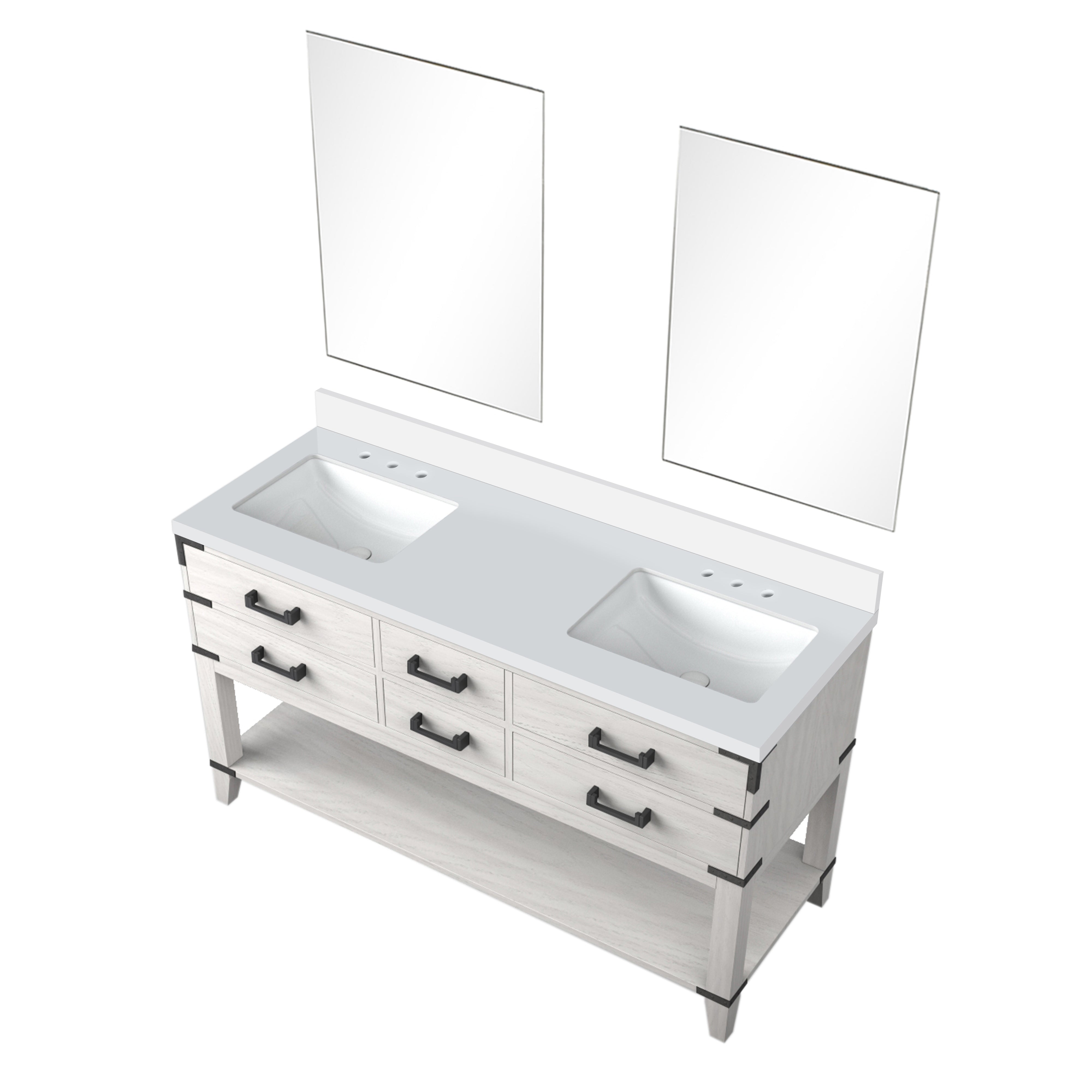 Norwalk 60 in W x 22 in D White Oak Double Bath Vanity