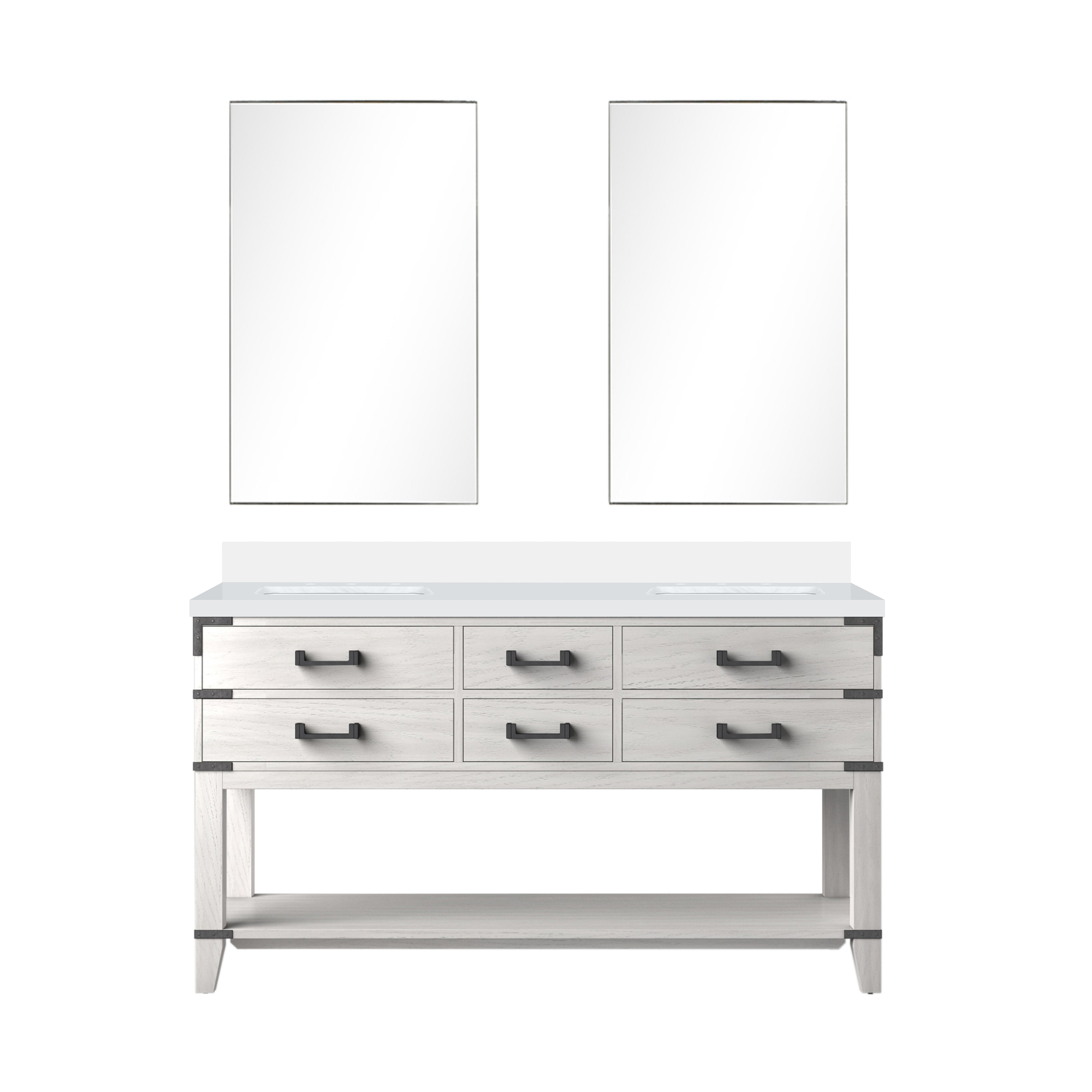 Norwalk 60 in W x 22 in D White Oak Double Bath Vanity
