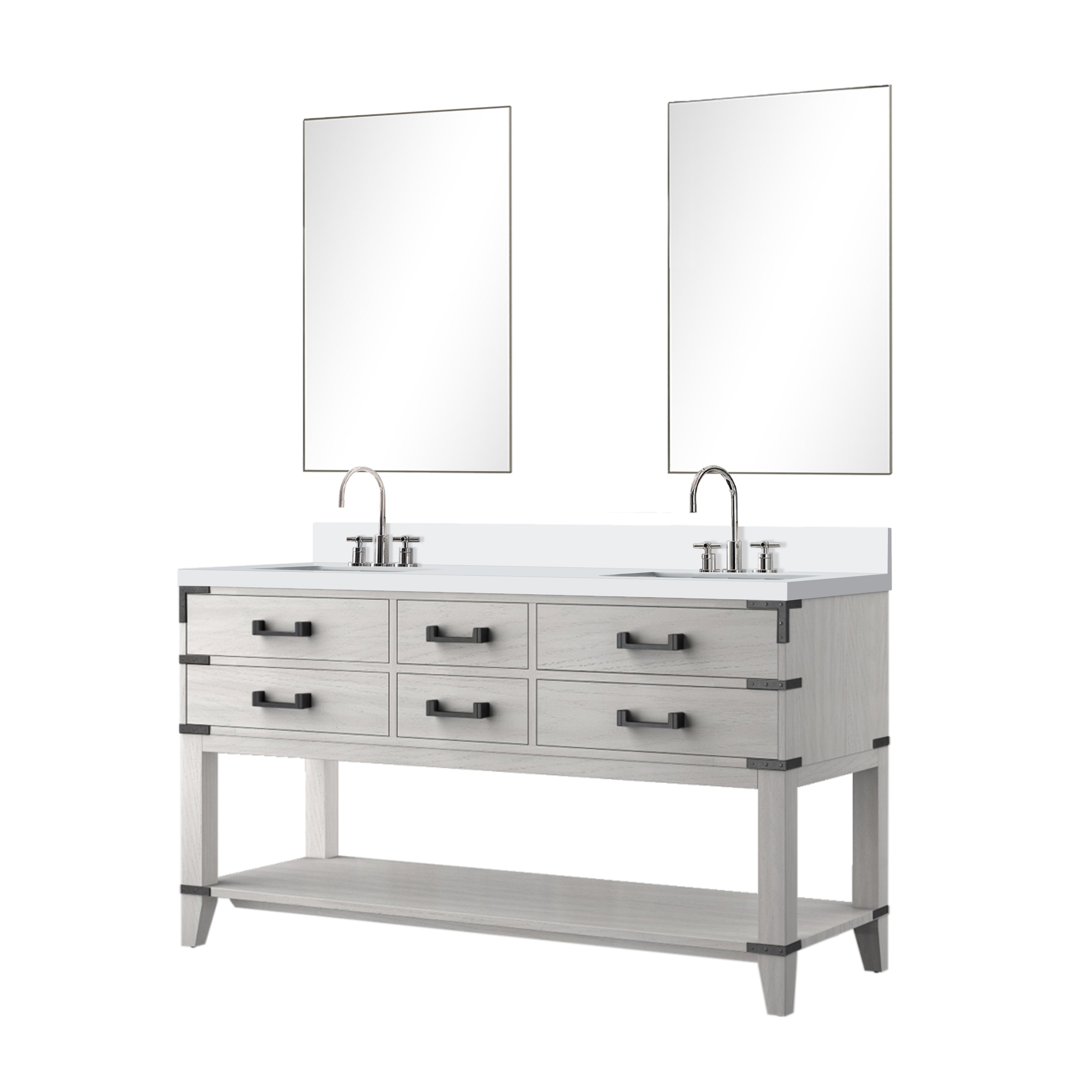 Norwalk 60 in W x 22 in D White Oak Double Bath Vanity