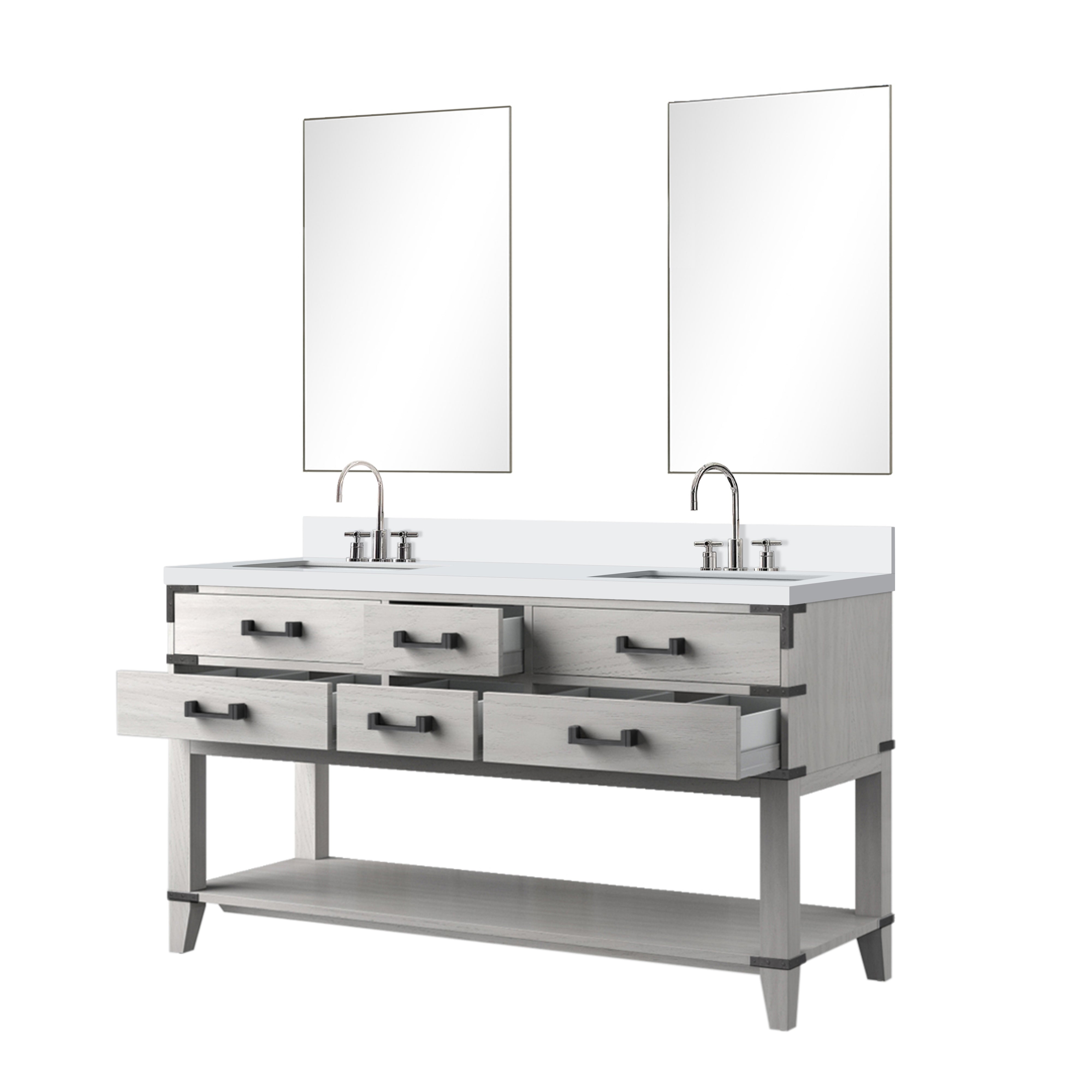 Norwalk 60 in W x 22 in D White Oak Double Bath Vanity