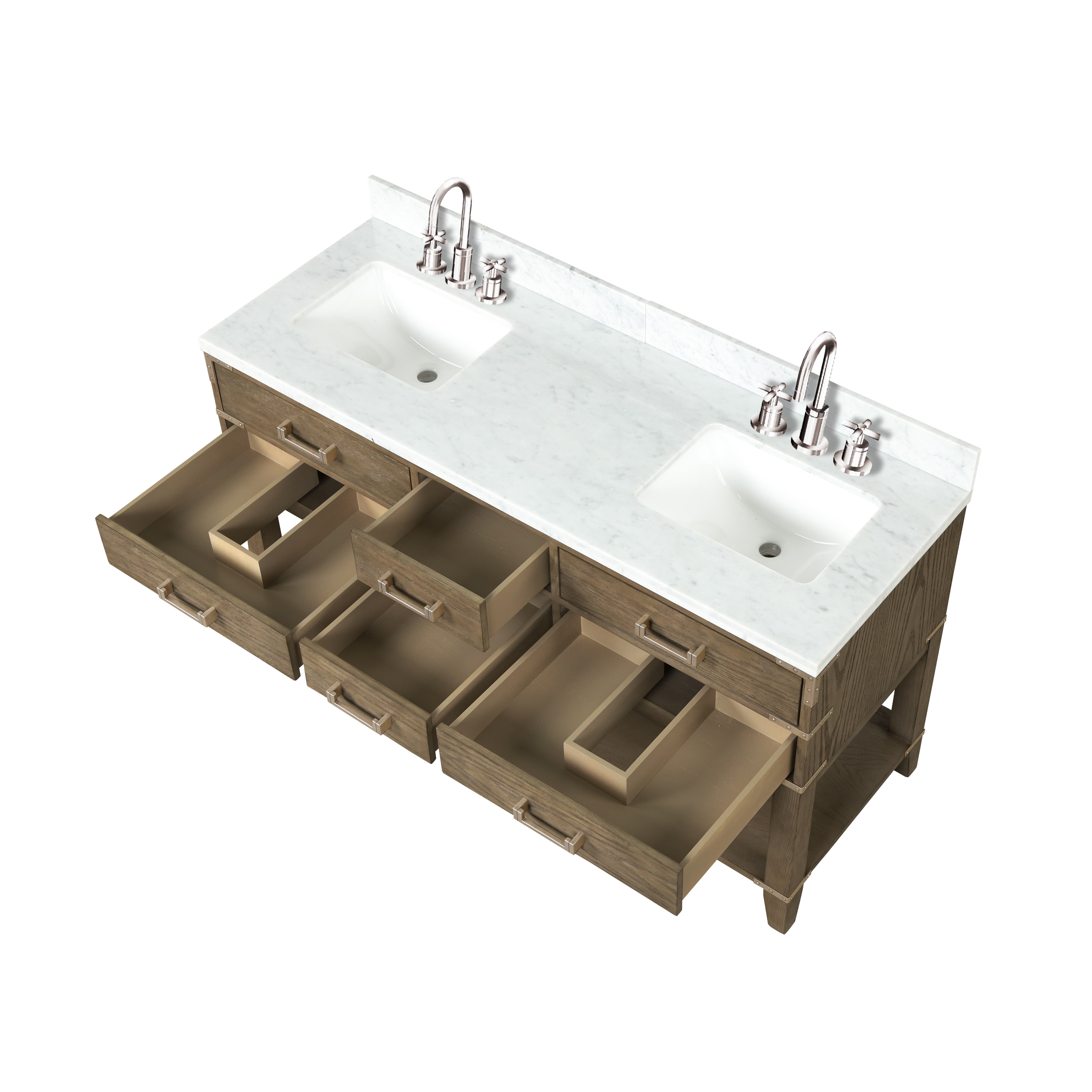 Norwalk 60 in W x 22 in D Grey Oak Double Bath Vanity