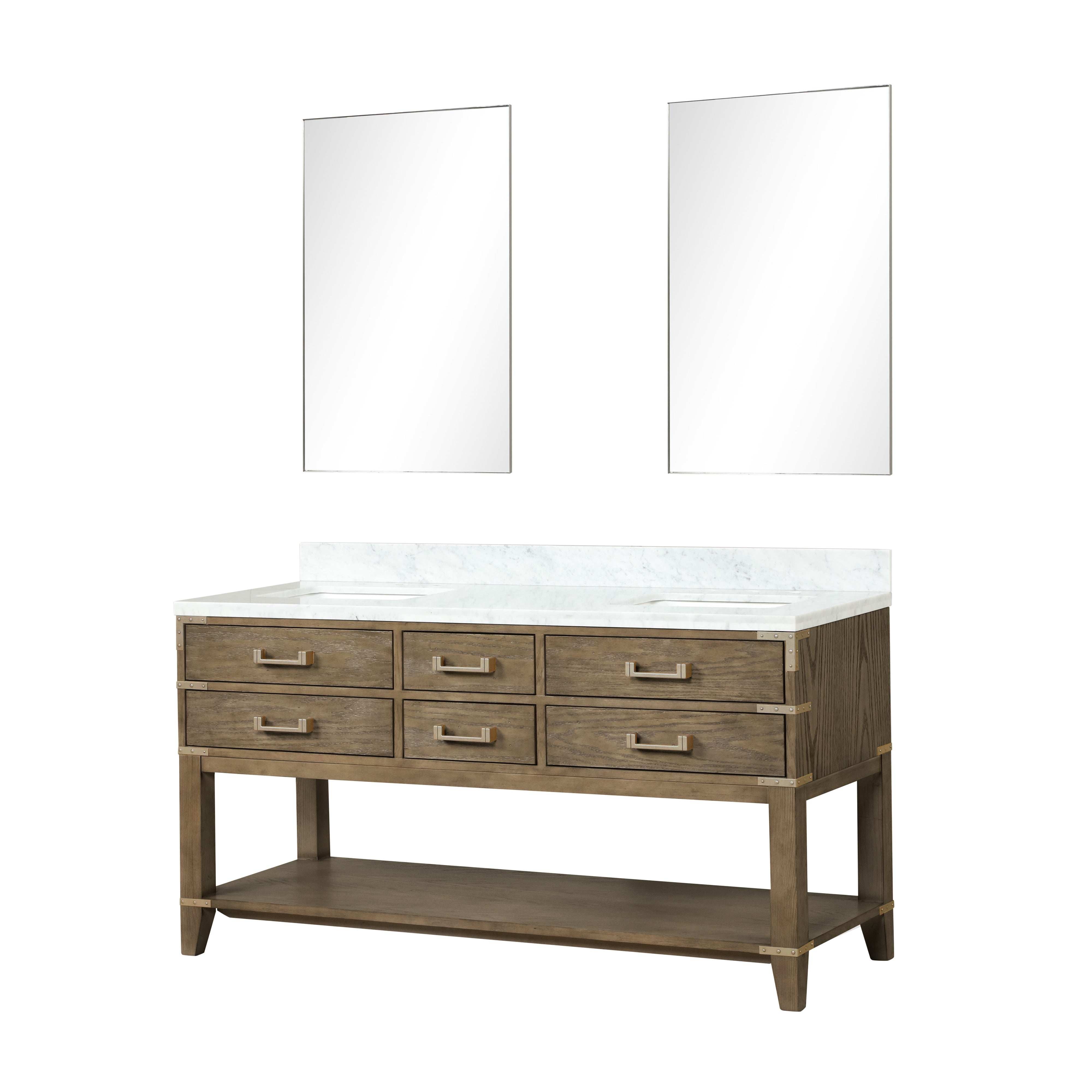 Norwalk 60 in W x 22 in D Grey Oak Double Bath Vanity