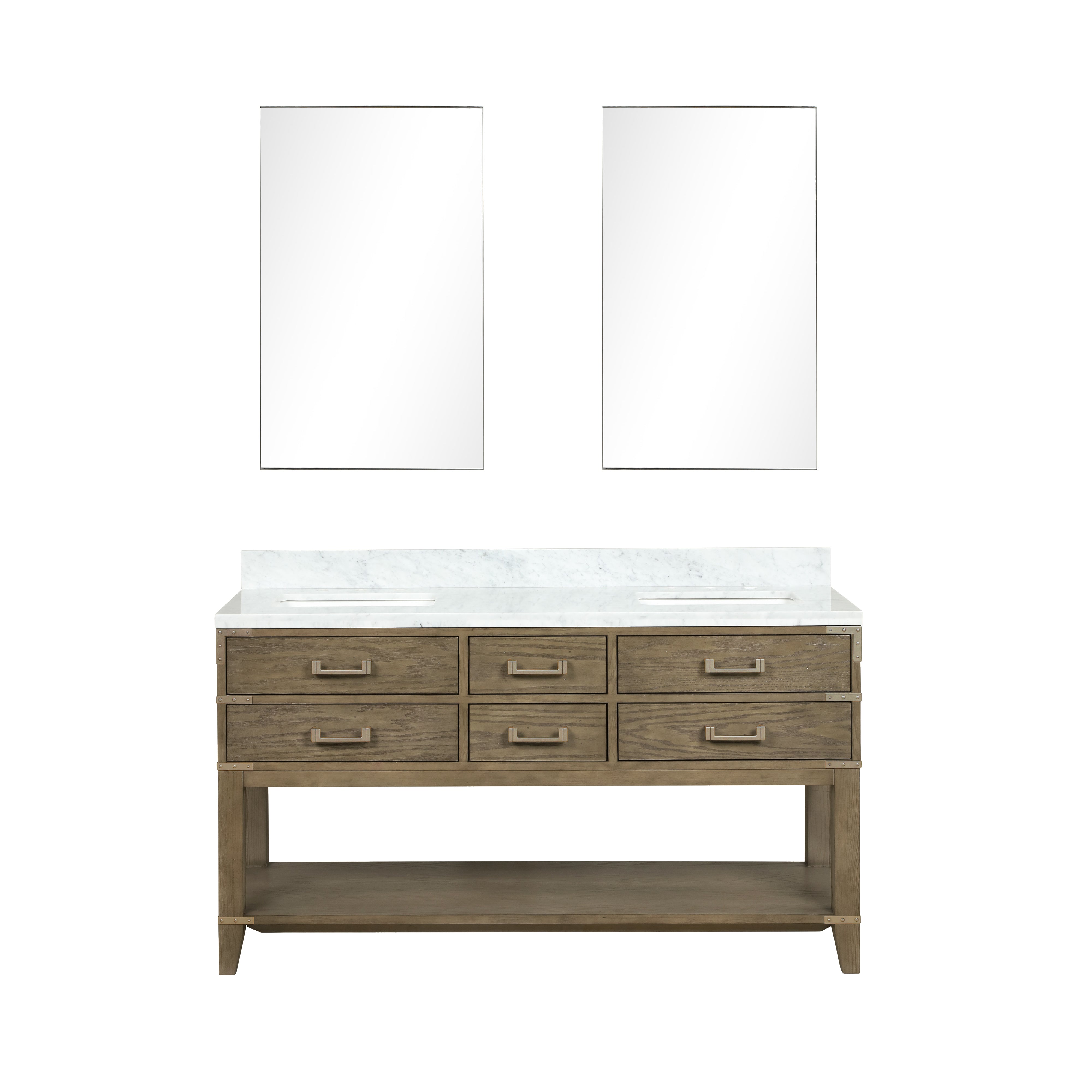 Norwalk 60 in W x 22 in D Grey Oak Double Bath Vanity