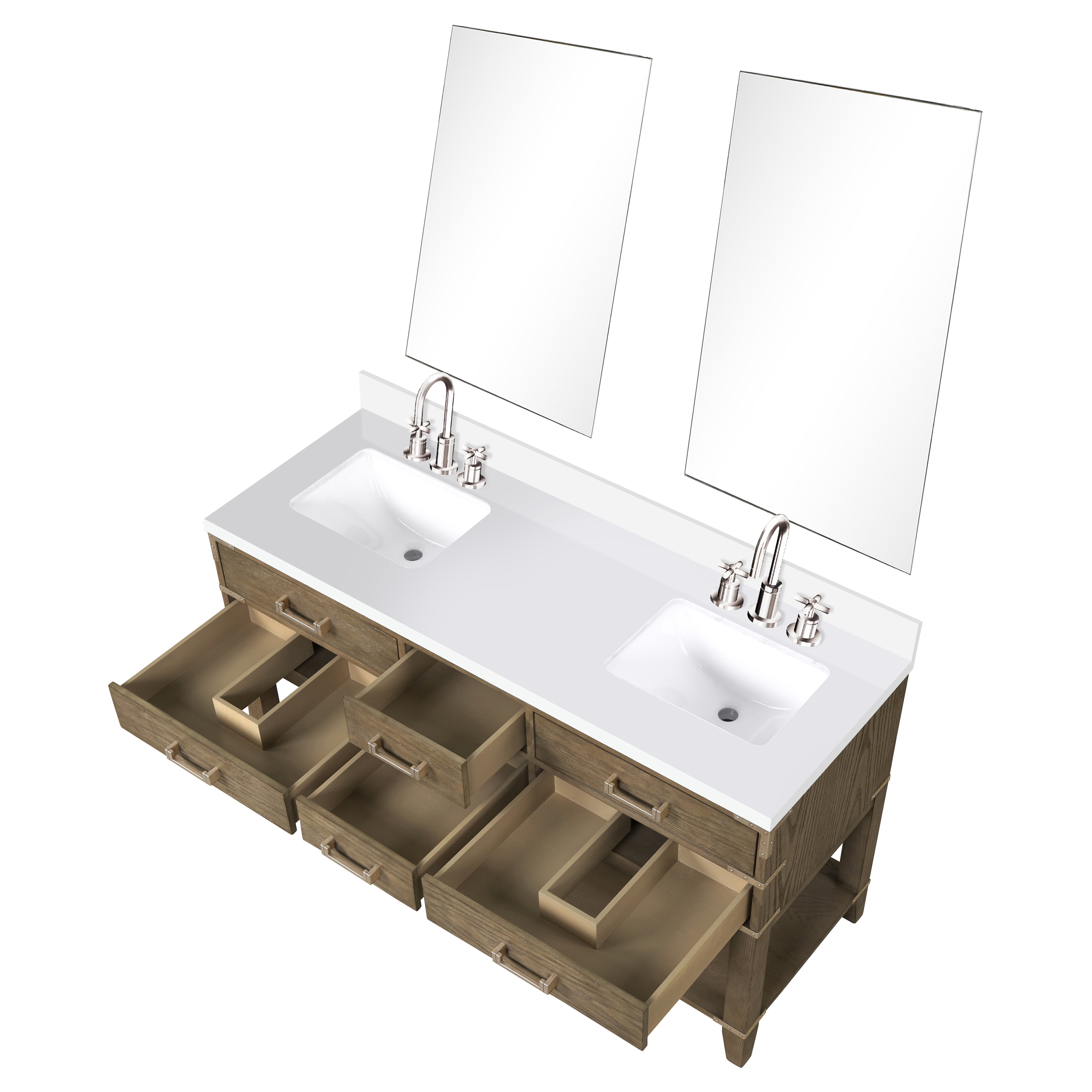 Norwalk 60 in W x 22 in D Grey Oak Double Bath Vanity