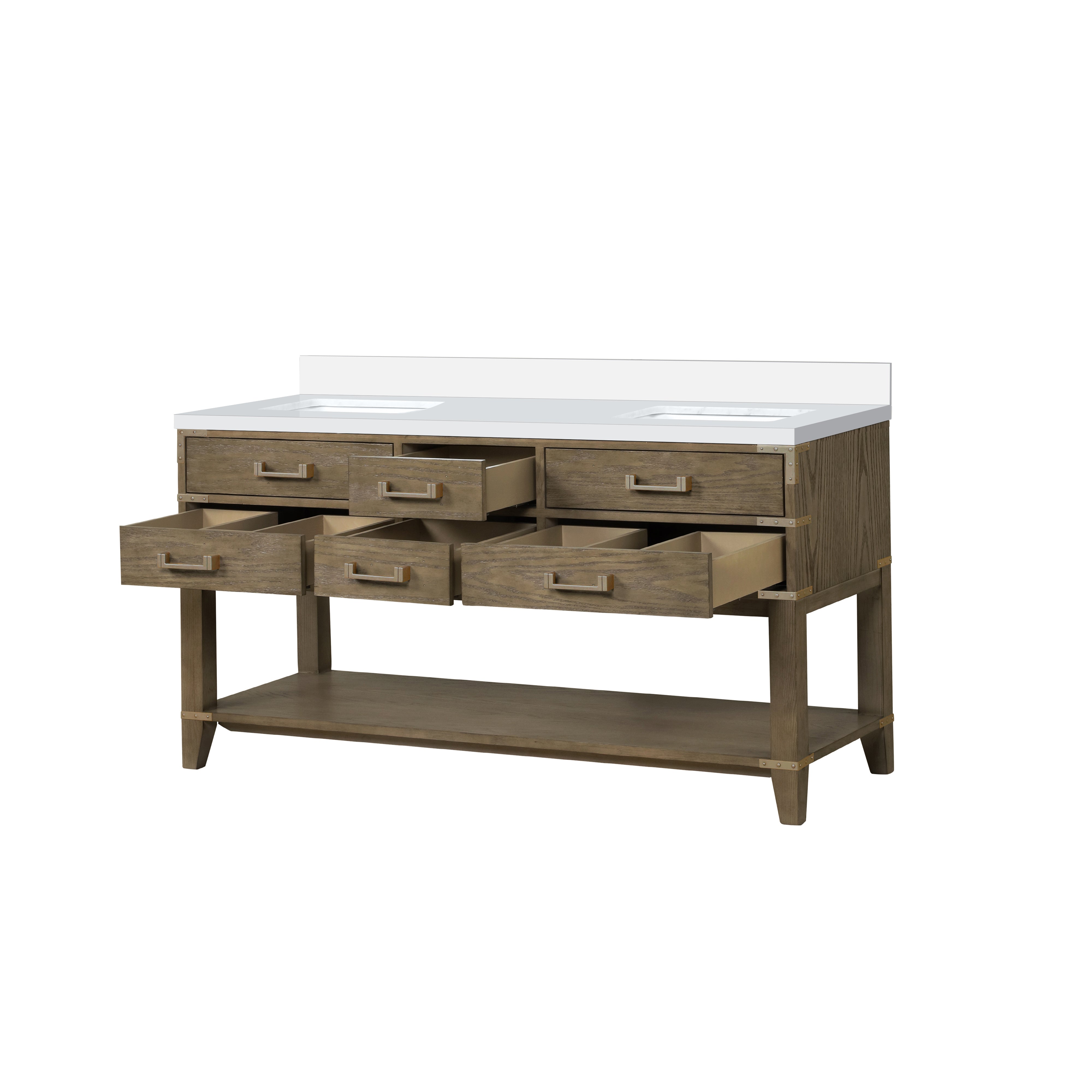 Norwalk 60 in W x 22 in D Grey Oak Double Bath Vanity