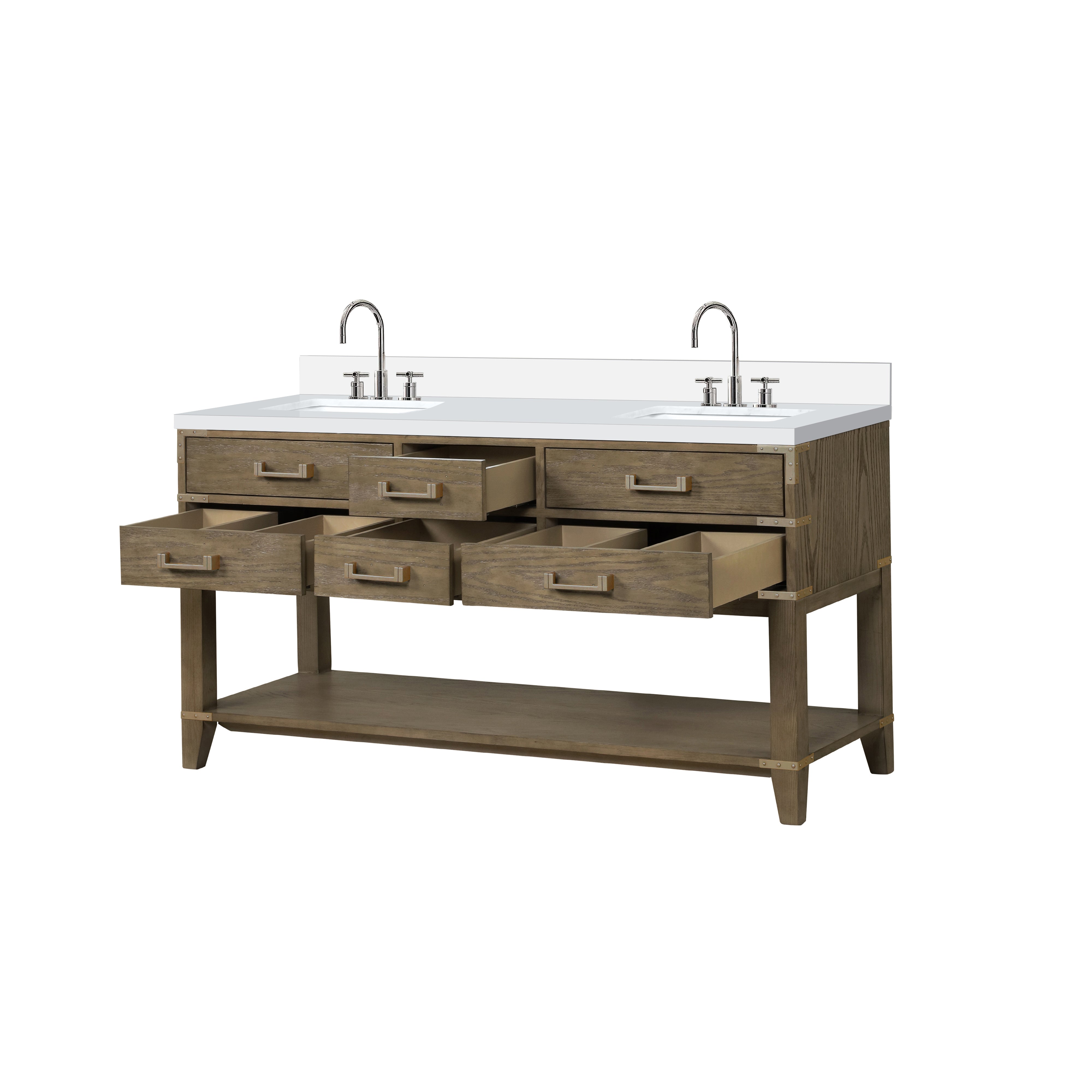Norwalk 60 in W x 22 in D Grey Oak Double Bath Vanity